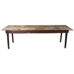 Primitive Antique Rustic Pine Farmhouse Harvest Dining Library Table Desk