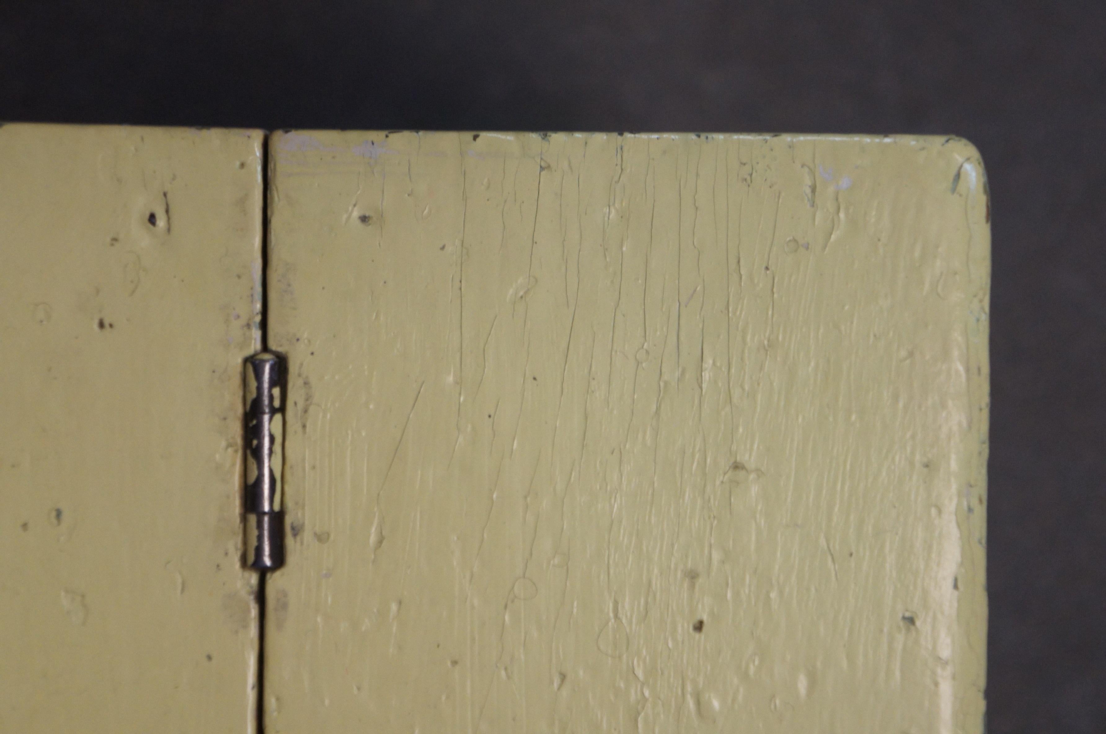 Primitive Antique Rustic Yellow Painted Shoe Shine Box Step Stool Farmhouse Chic 4