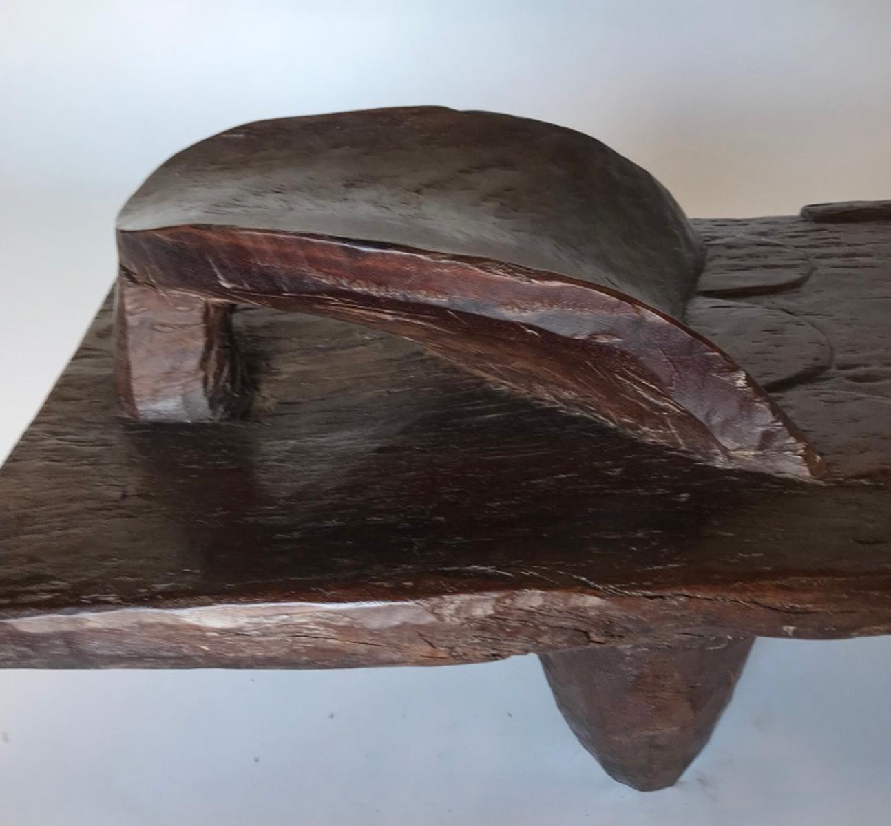 Wood Primitive Antique Senufo Bed with Headrest