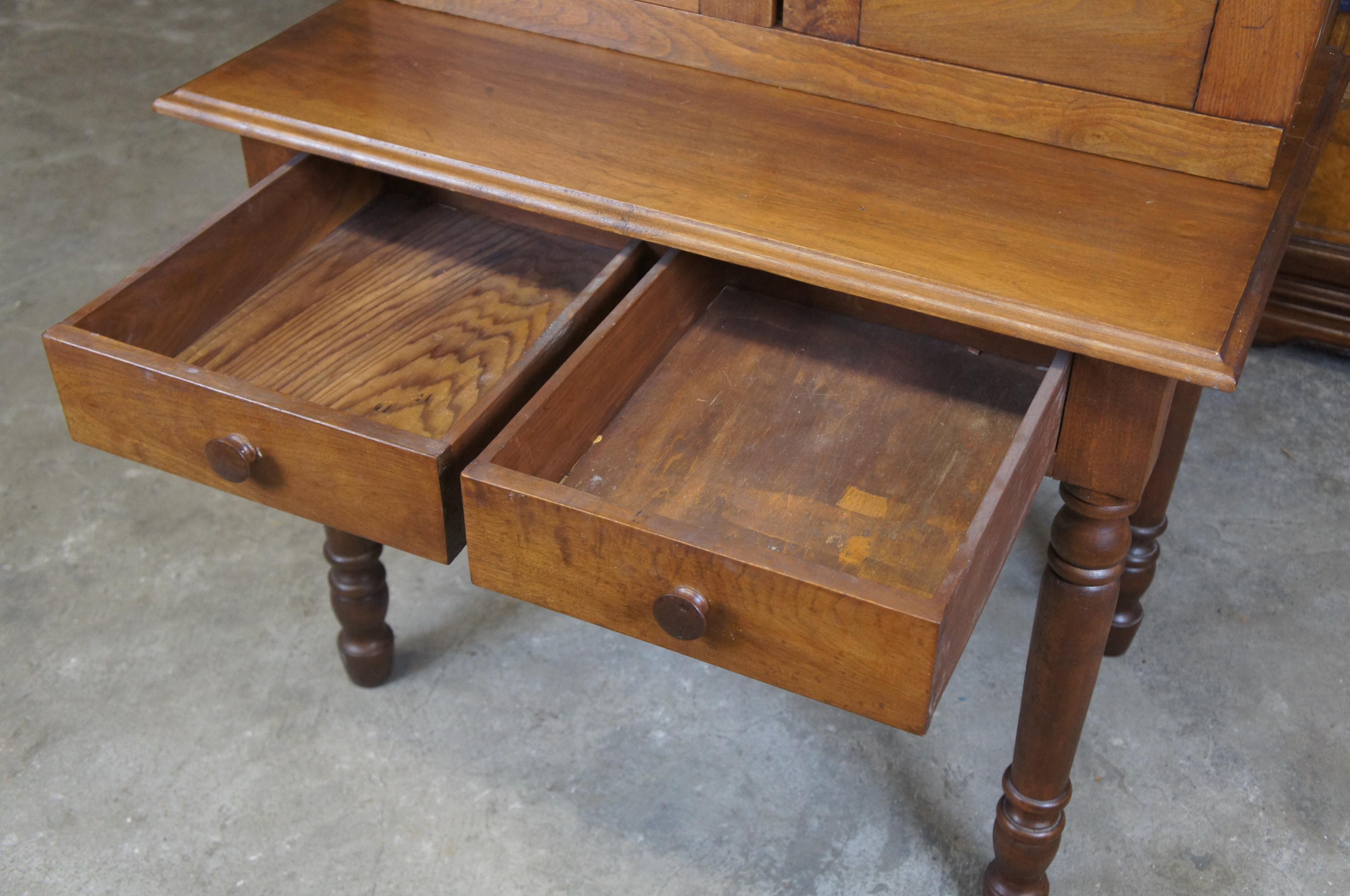 Primitive Antique Solid Walnut Plantation Desk Stepback Cabinet Hutch Bookcase 2