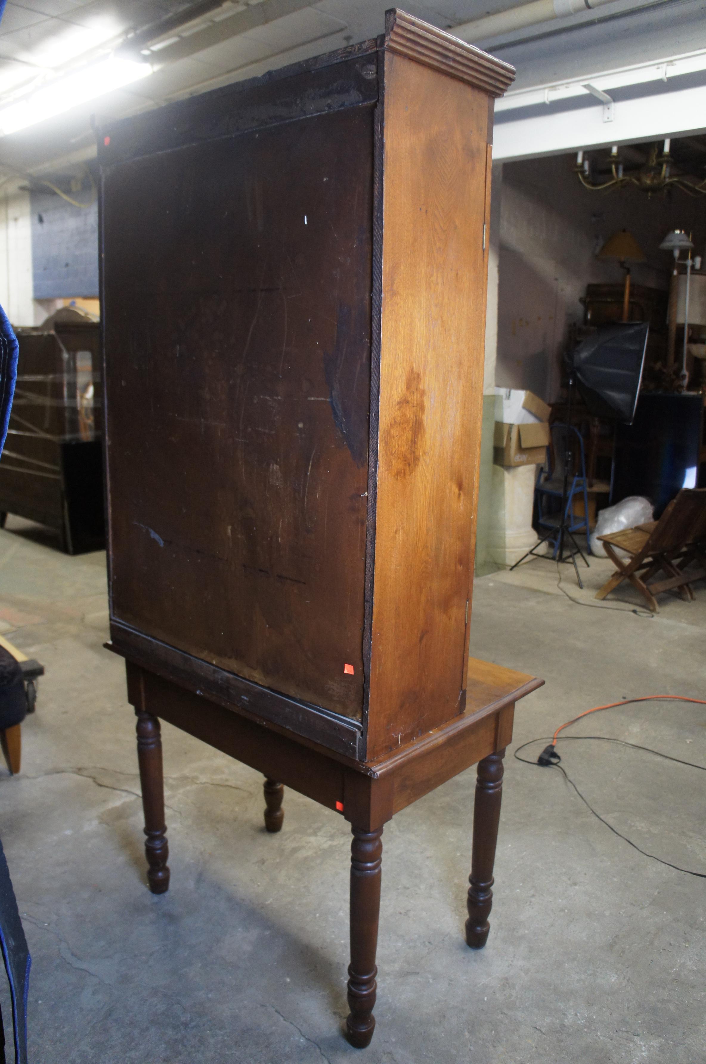 Primitive Antique Solid Walnut Plantation Desk Stepback Cabinet Hutch Bookcase 4