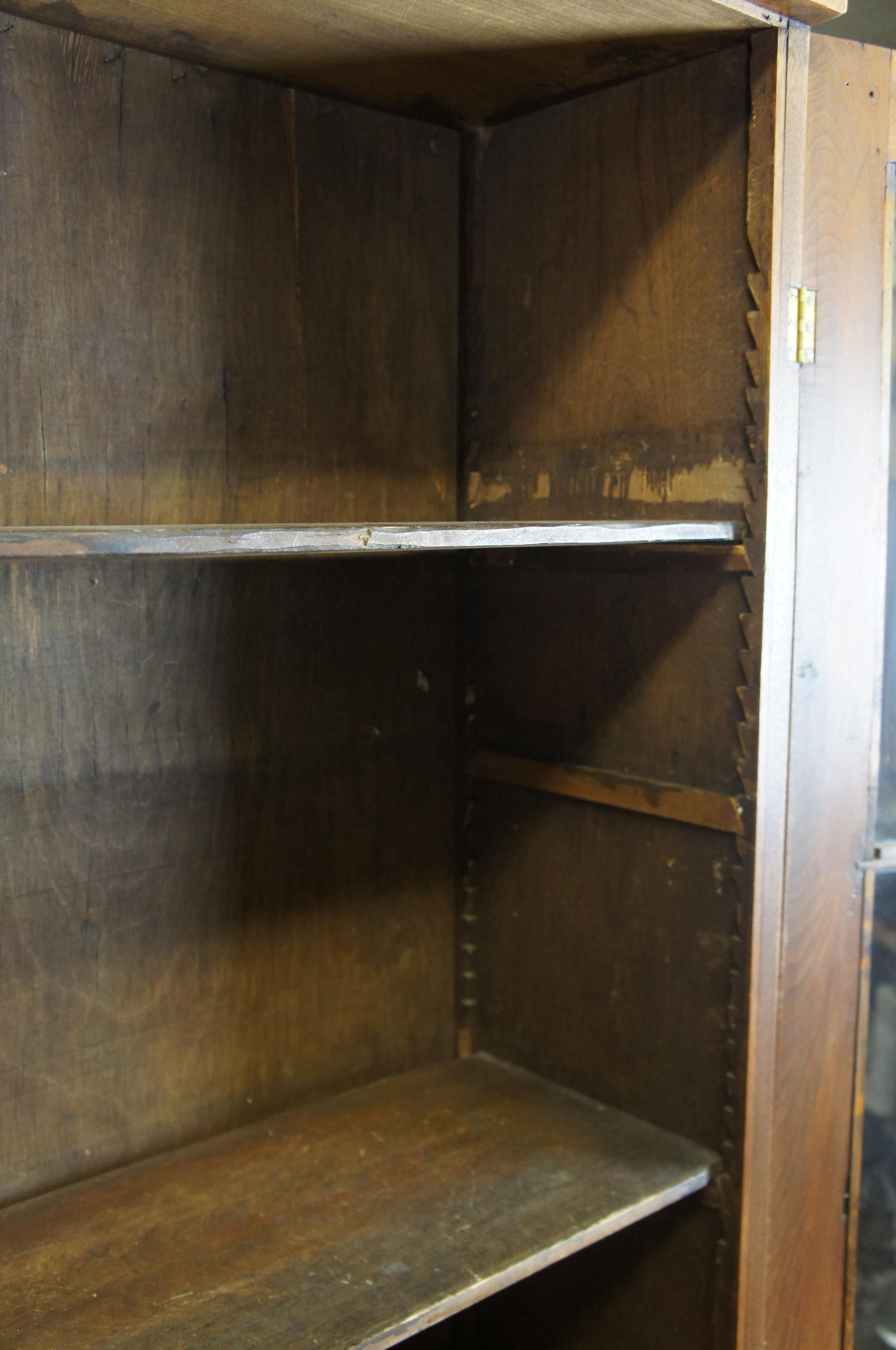 Mission Primitive Antique Solid Walnut Plantation Desk Stepback Cabinet Hutch Bookcase