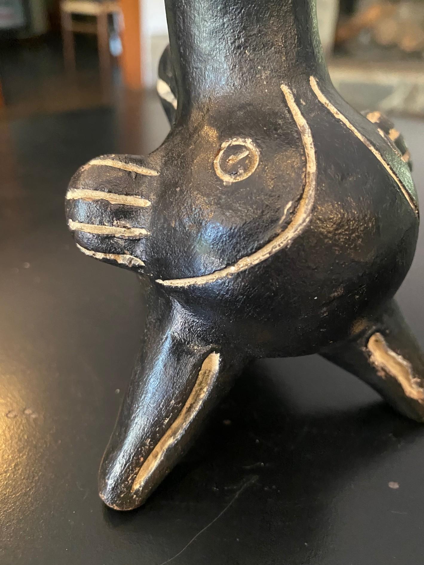 Primitive Antique South American Pre-Columbian Folk Art Ocarina Bird Sculpture For Sale 6