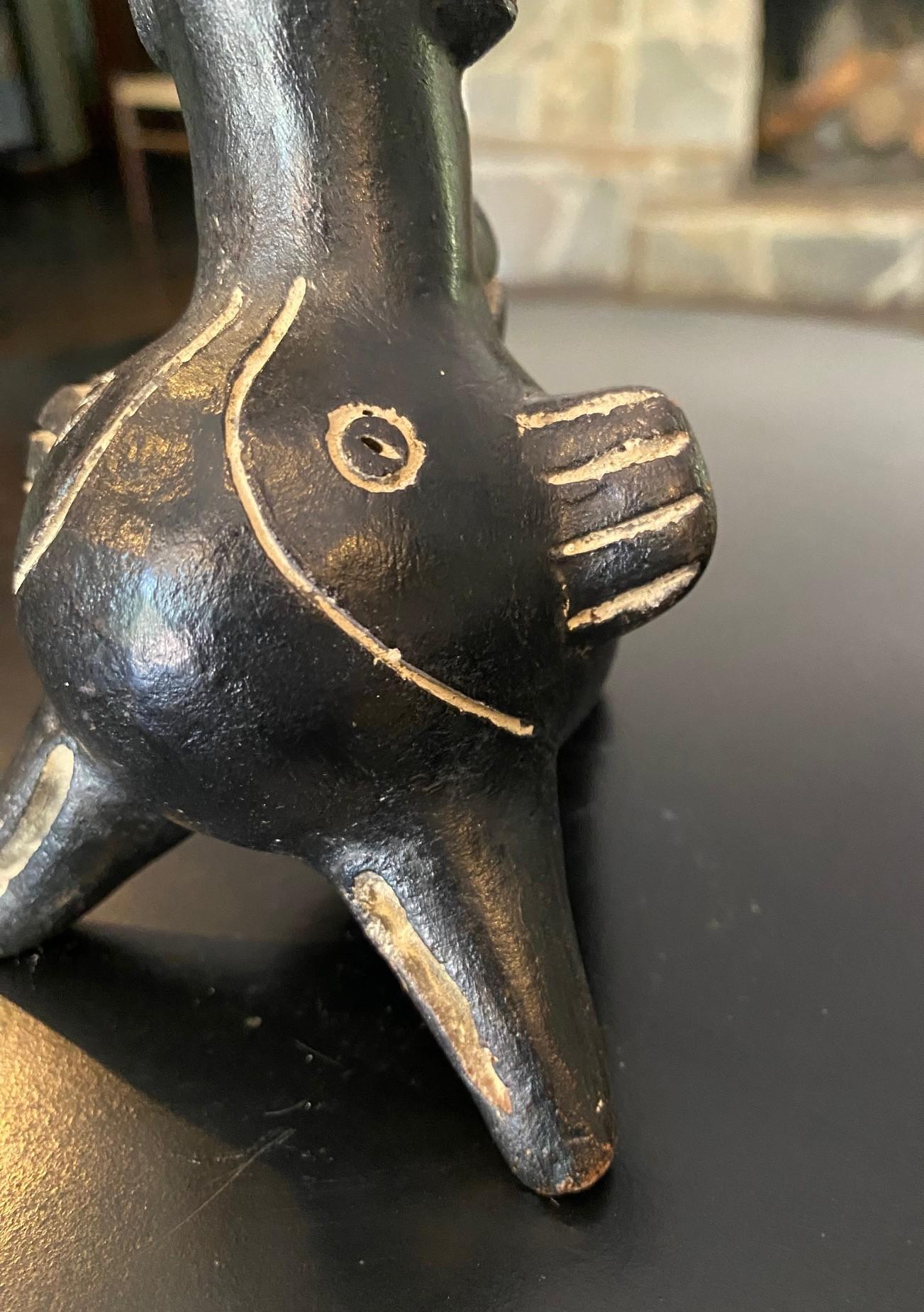 Primitive Antique South American Pre-Columbian Folk Art Ocarina Bird Sculpture For Sale 7