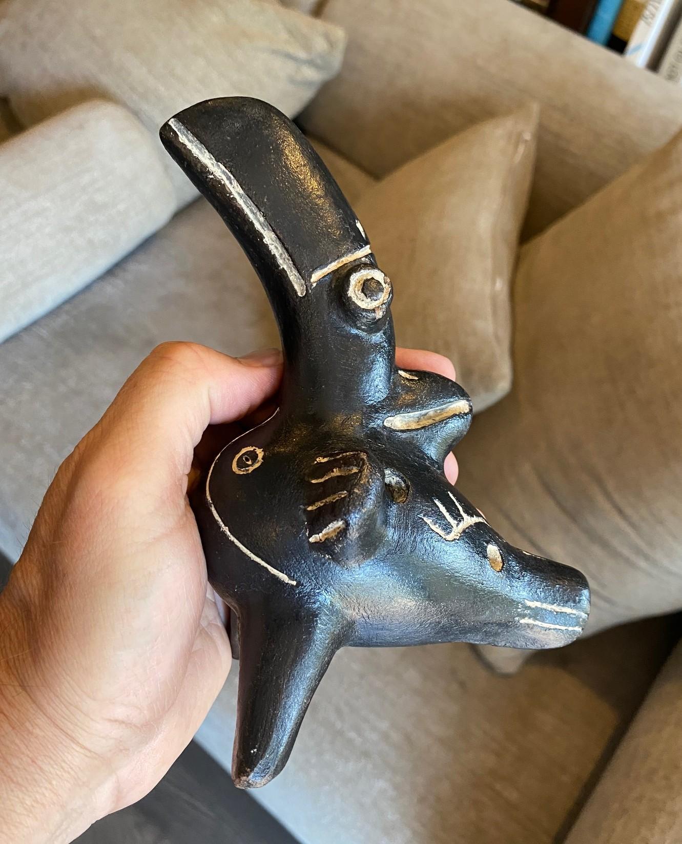 Primitive Antique South American Pre-Columbian Folk Art Ocarina Bird Sculpture For Sale 8