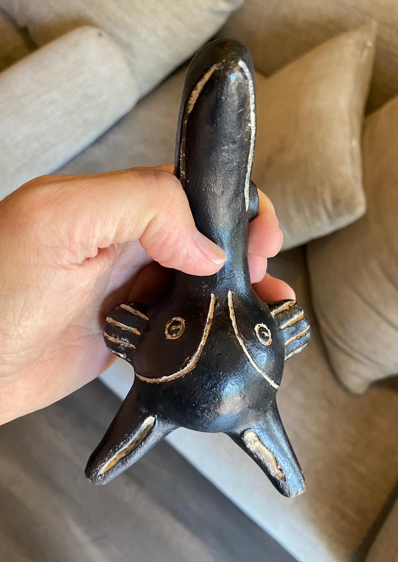 Primitive Antique South American Pre-Columbian Folk Art Ocarina Bird Sculpture For Sale 13