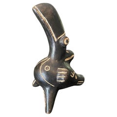 Primitive Antique South American Pre-Columbian Folk Art Ocarina Bird Sculpture