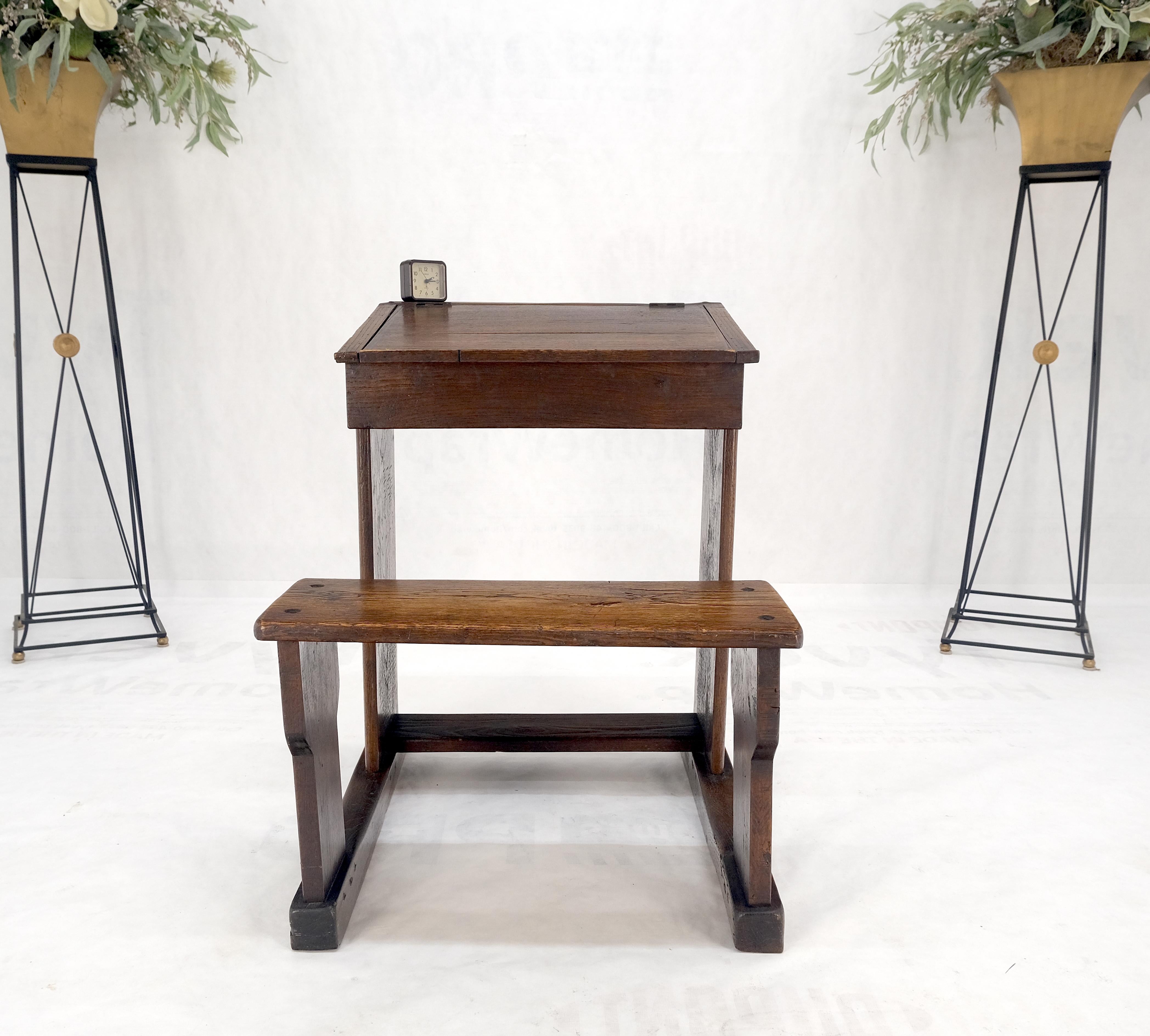 Primitive Antique Varnished Chestnut Lift Top Child Desk Secretary w/Bench NICE! For Sale 2