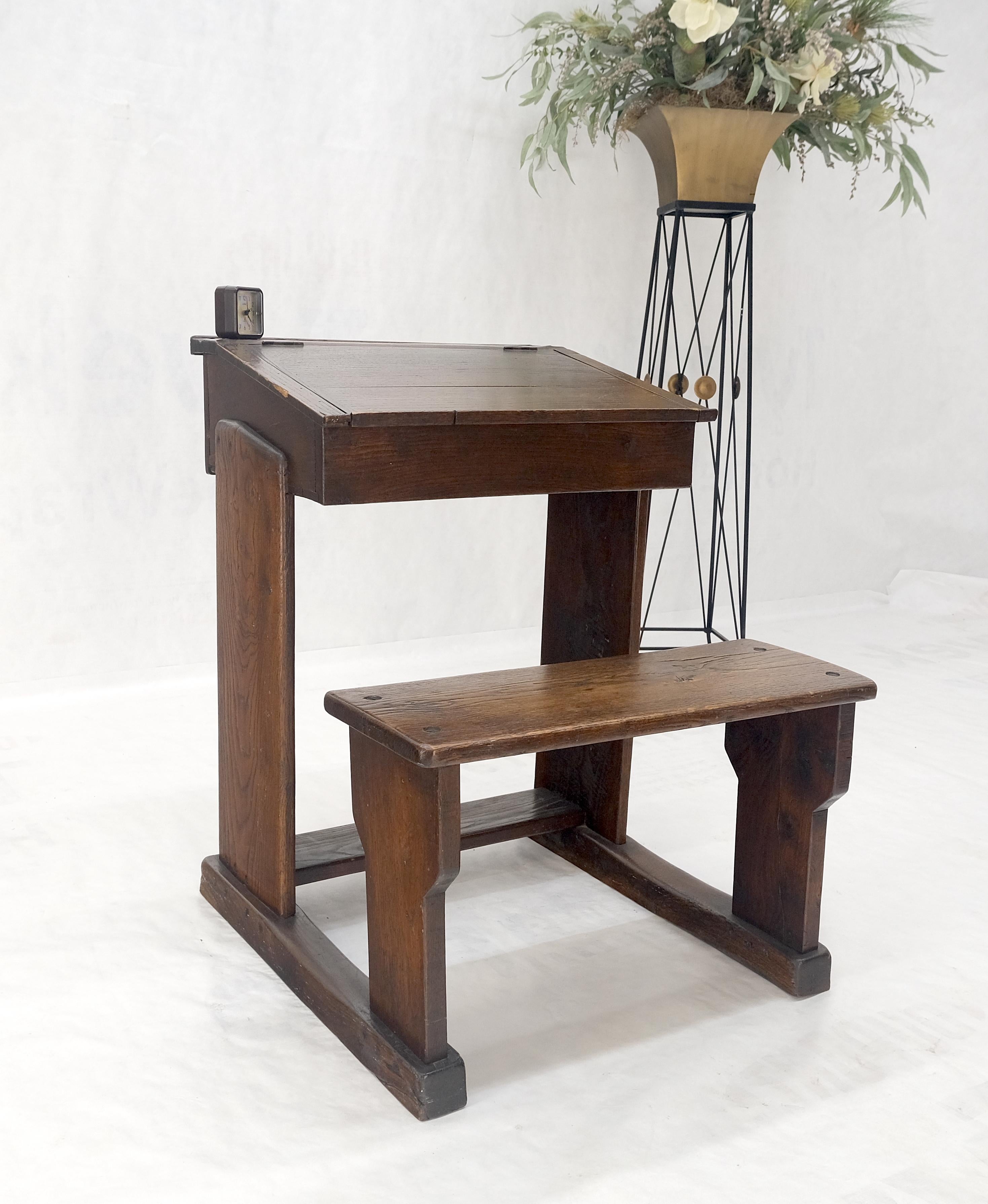 Primitive Antique Varnished Chestnut Lift Top Child Desk Secretary w/Bench NICE! For Sale 6
