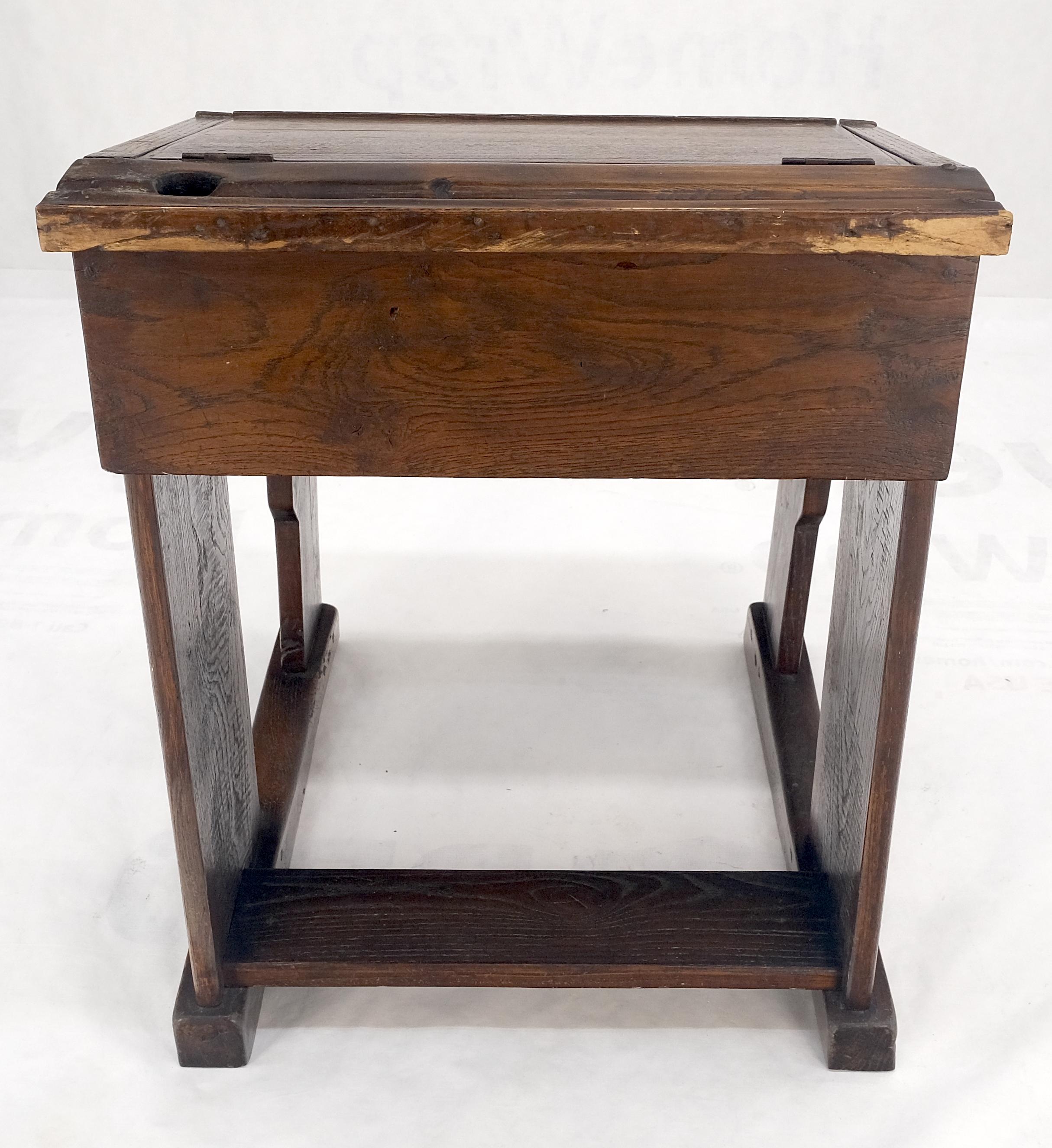 Primitive Antique Varnished Chestnut Lift Top Child Desk Secretary w/Bench NICE! For Sale 9
