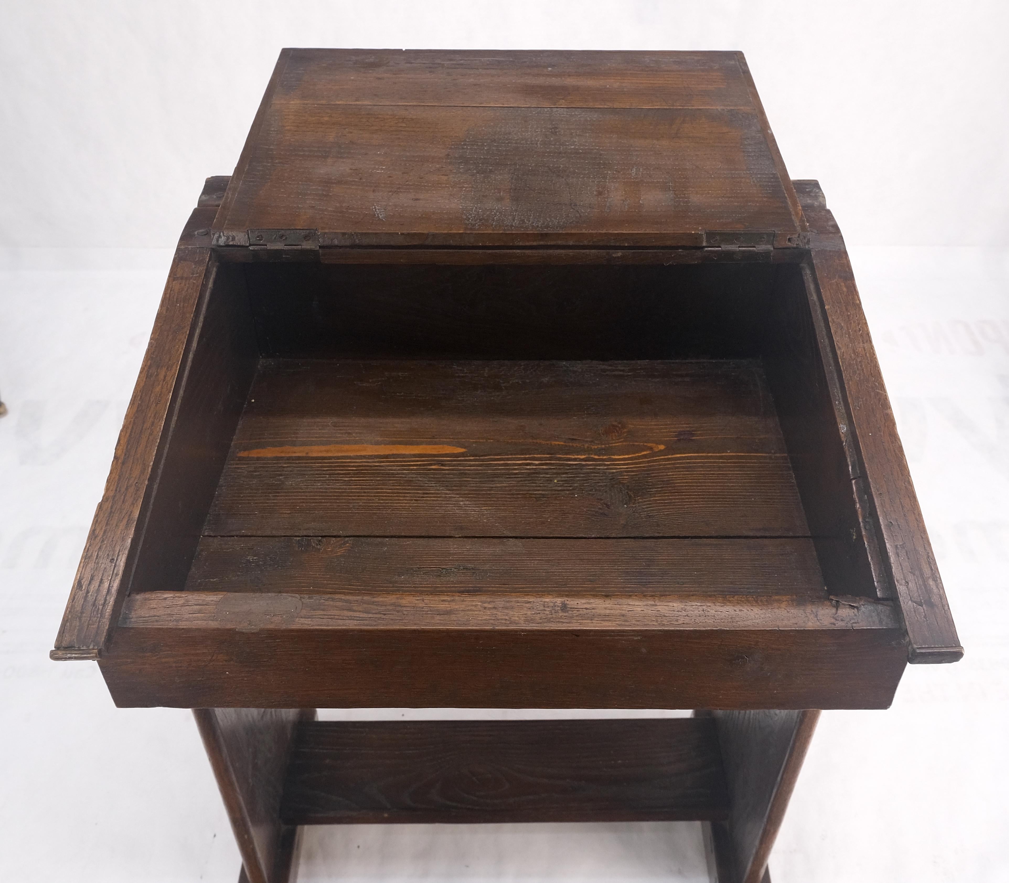 Primitive Antique Varnished Chestnut Lift Top Child Desk Secretary w/Bench NICE! For Sale 1