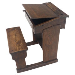 Primitive Antique Varnished Chestnut Lift Top Child Desk Secretary w/Bench NICE!
