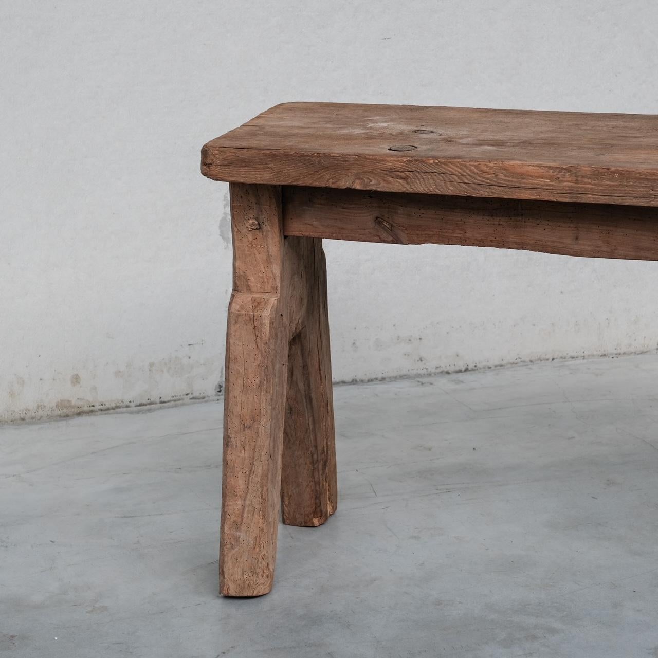 Mid-20th Century Primitive Antique Wooden French Console Table For Sale