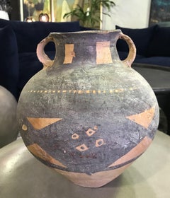 Primitive Archaic Handcrafted Large Ceramic Pottery Bowl Pot with Handles