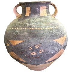 Primitive Archaic Handcrafted Large Ceramic Pottery Bowl Pot with Handles