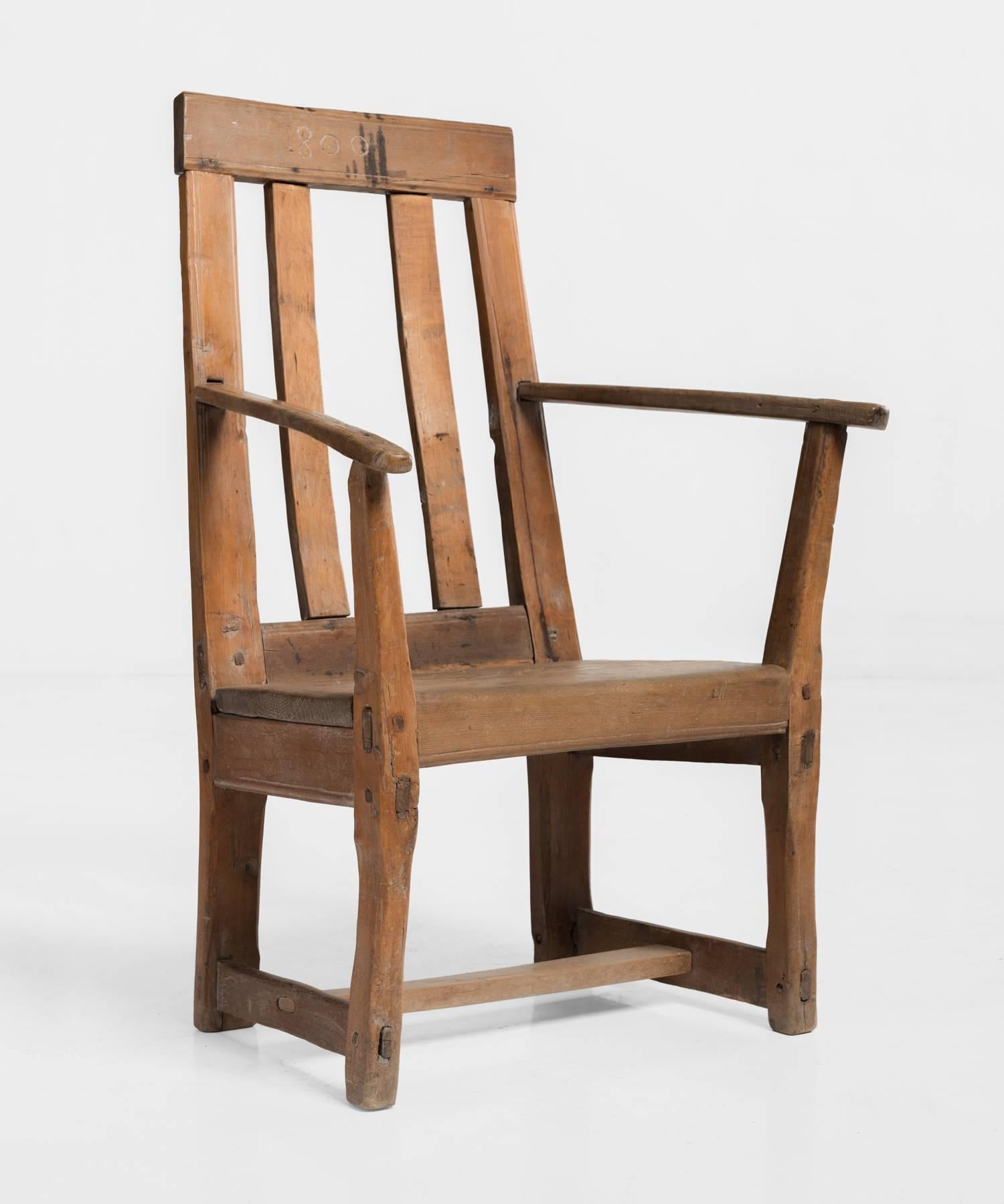 Primitive Armchair, France, circa 1800

Originally from Savoie, Primitive form with sturdy construction. With 16