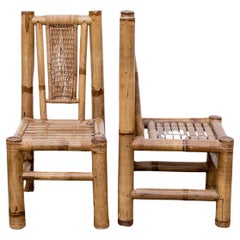 Vintage Primitive Bamboo Shoot Side Chairs