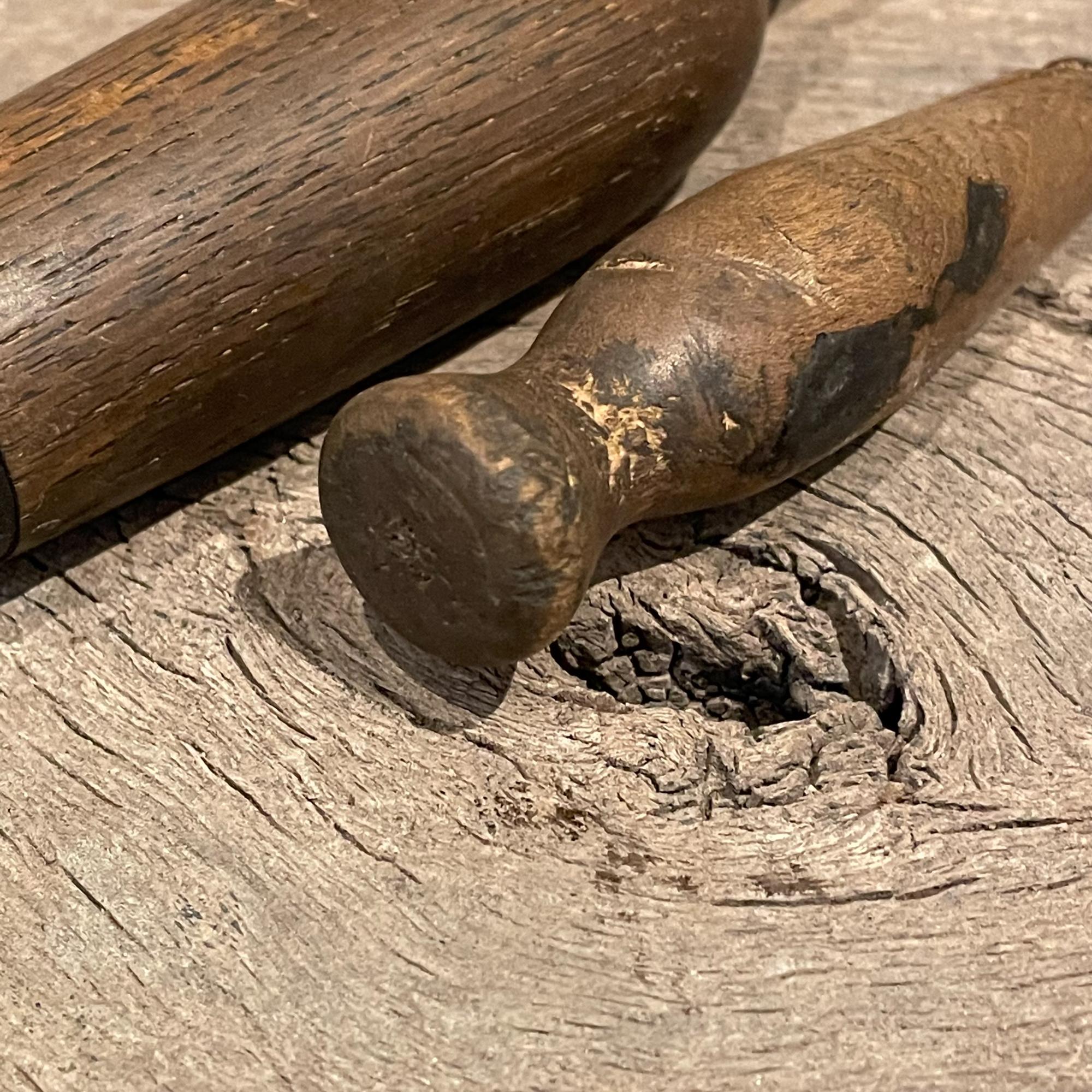 Early 20th Century Rustic Barware Wood Ice Pick Tools Weathered & Worn Antique Ice Box Utensils