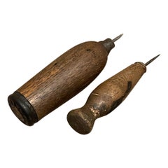 Rustic Barware Wood Ice Pick Tools Weathered & Worn Antique Ice Box Utensils
