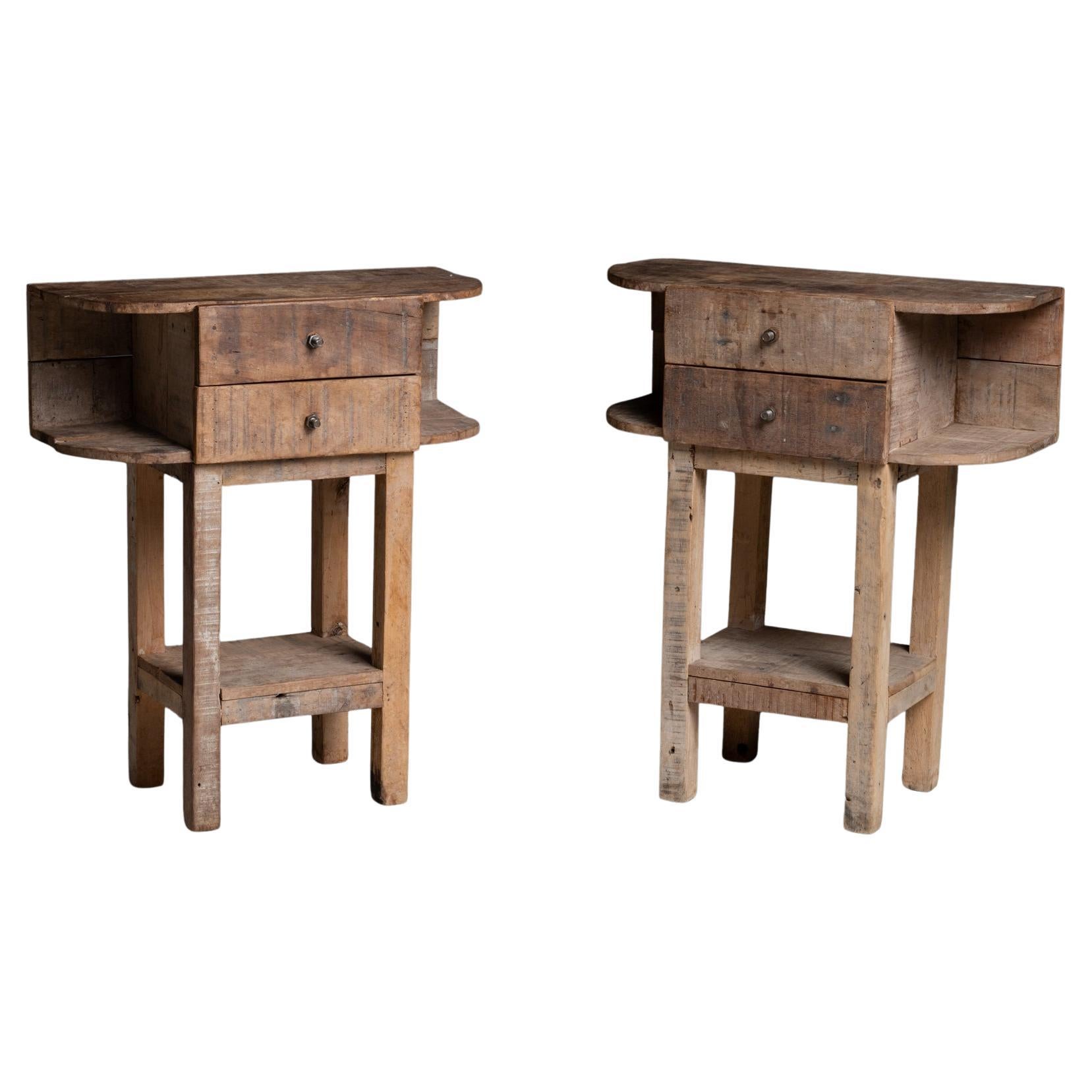 Primitive Bedside Tables, France circa 1970