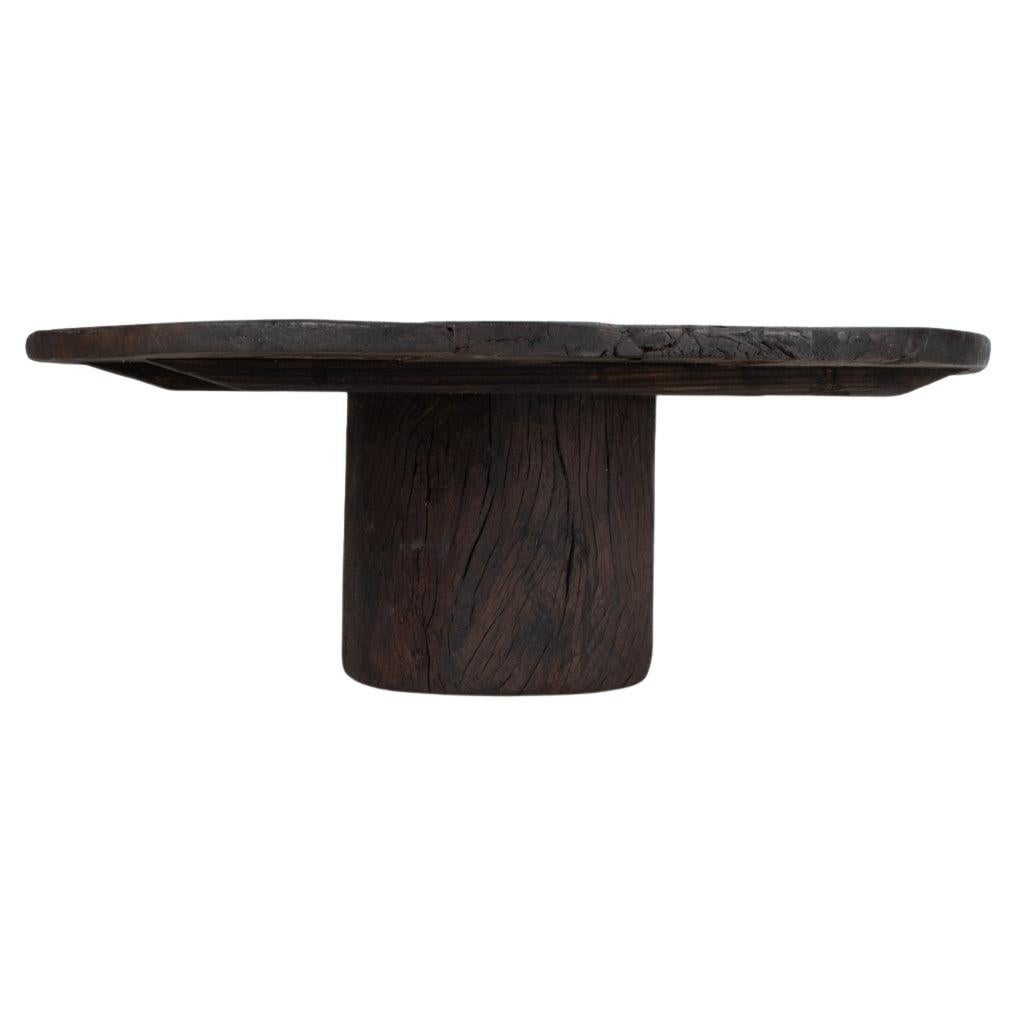 20th Century Primitive Belgian Coffee Table in Solid Oak, circa 1900 For Sale