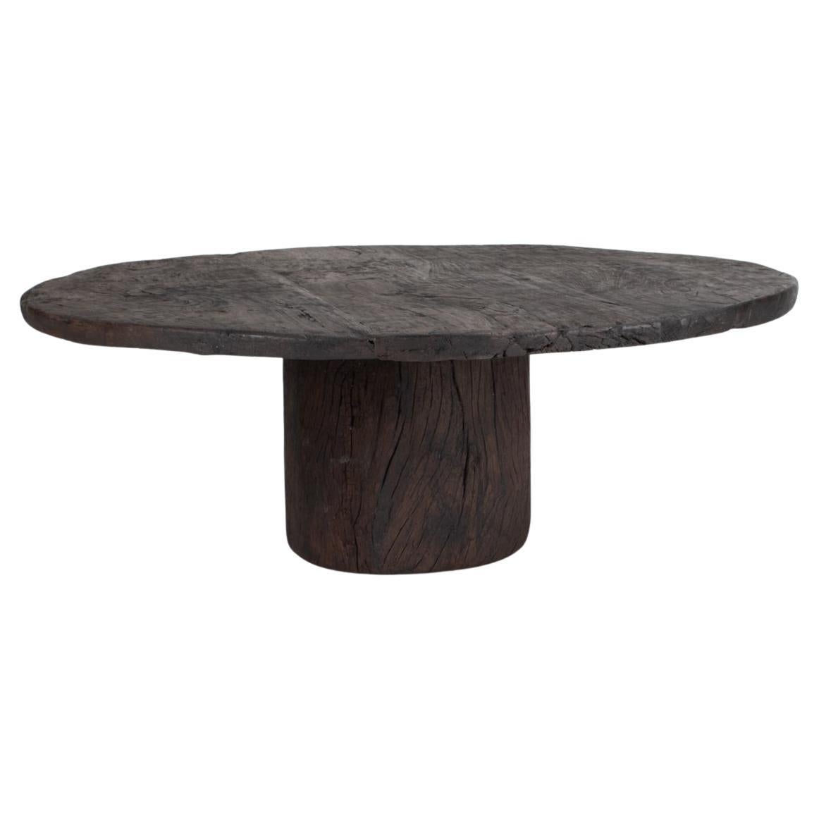 Mesa de centro belga primitiva de roble macizo, hacia 1900
