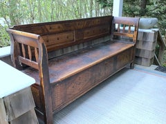Primitive Bench Faux Painted Storage Bench 19th Century Faux Grain Netherlands