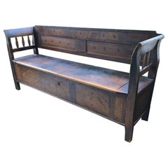Primitive Bench Faux Painted Storage Bench 19th Century Faux Grain Netherlands