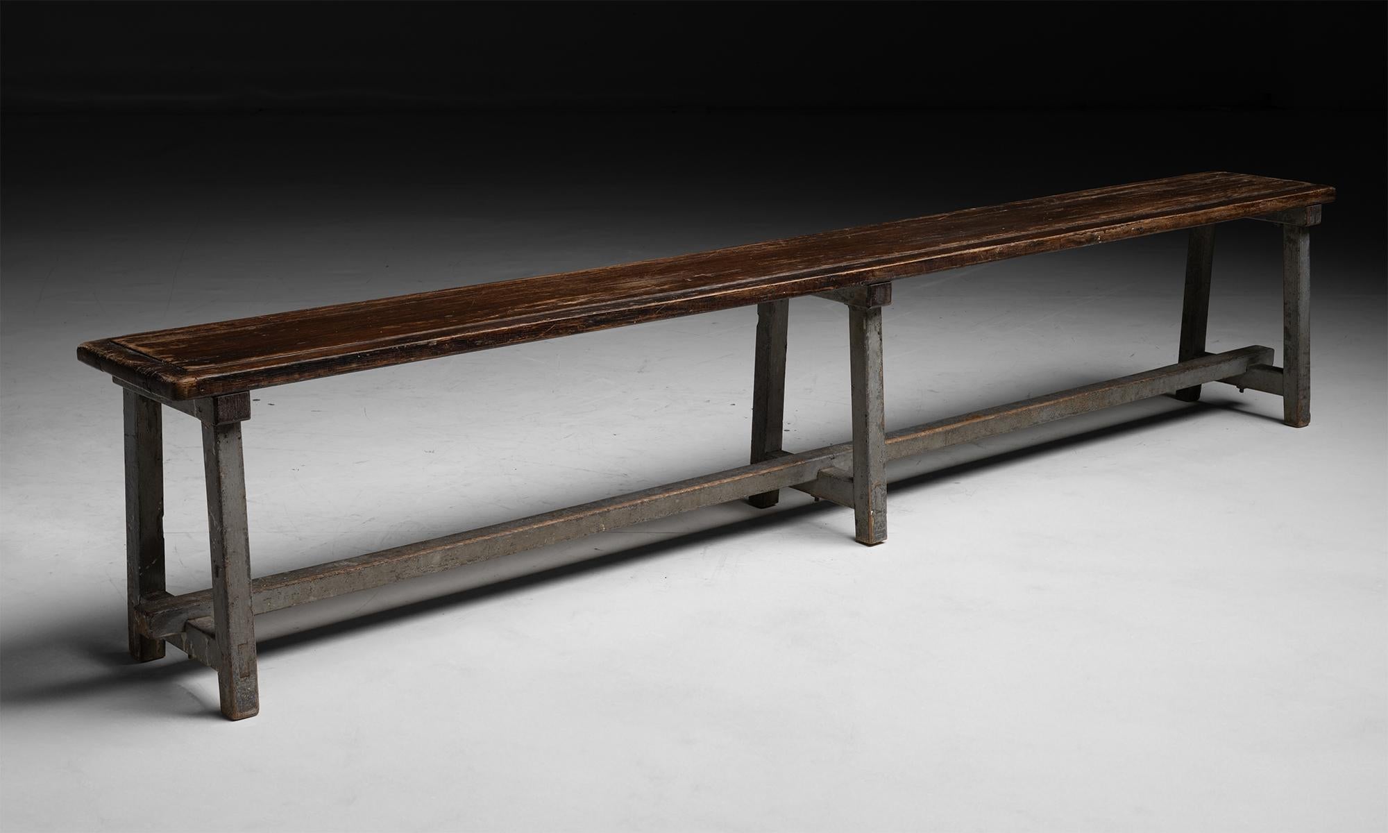 Primitive Benches
France circa 1900
Slatted wood benches with weathered
94.5”L x 11.25”d x 18.75”h