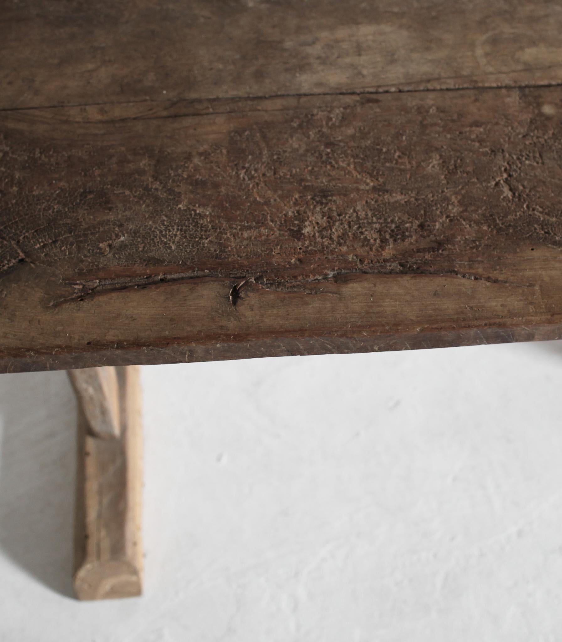 Primitive Bleached Out Walnut Mountain Table For Sale 1