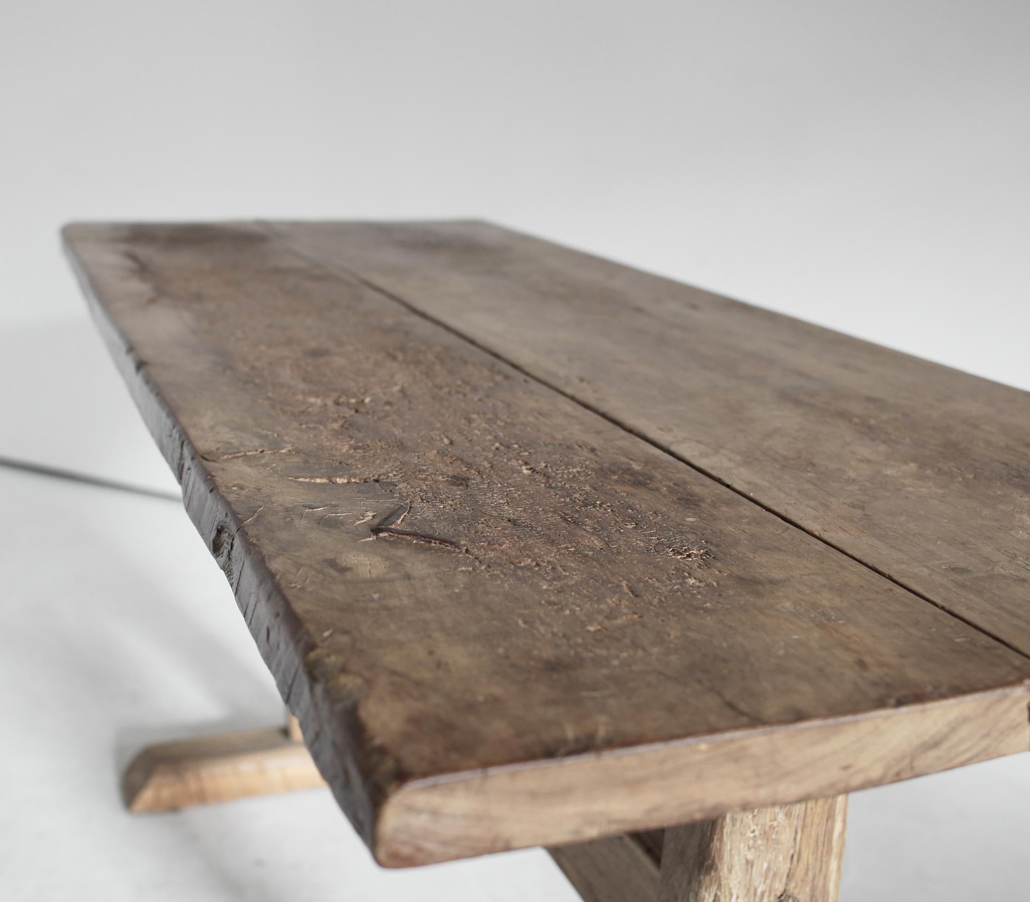 Primitive Bleached Out Walnut Mountain Table For Sale 3
