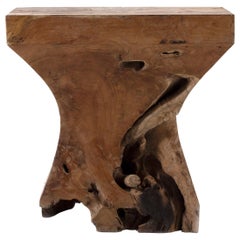 Primitive Block Top Teak Console