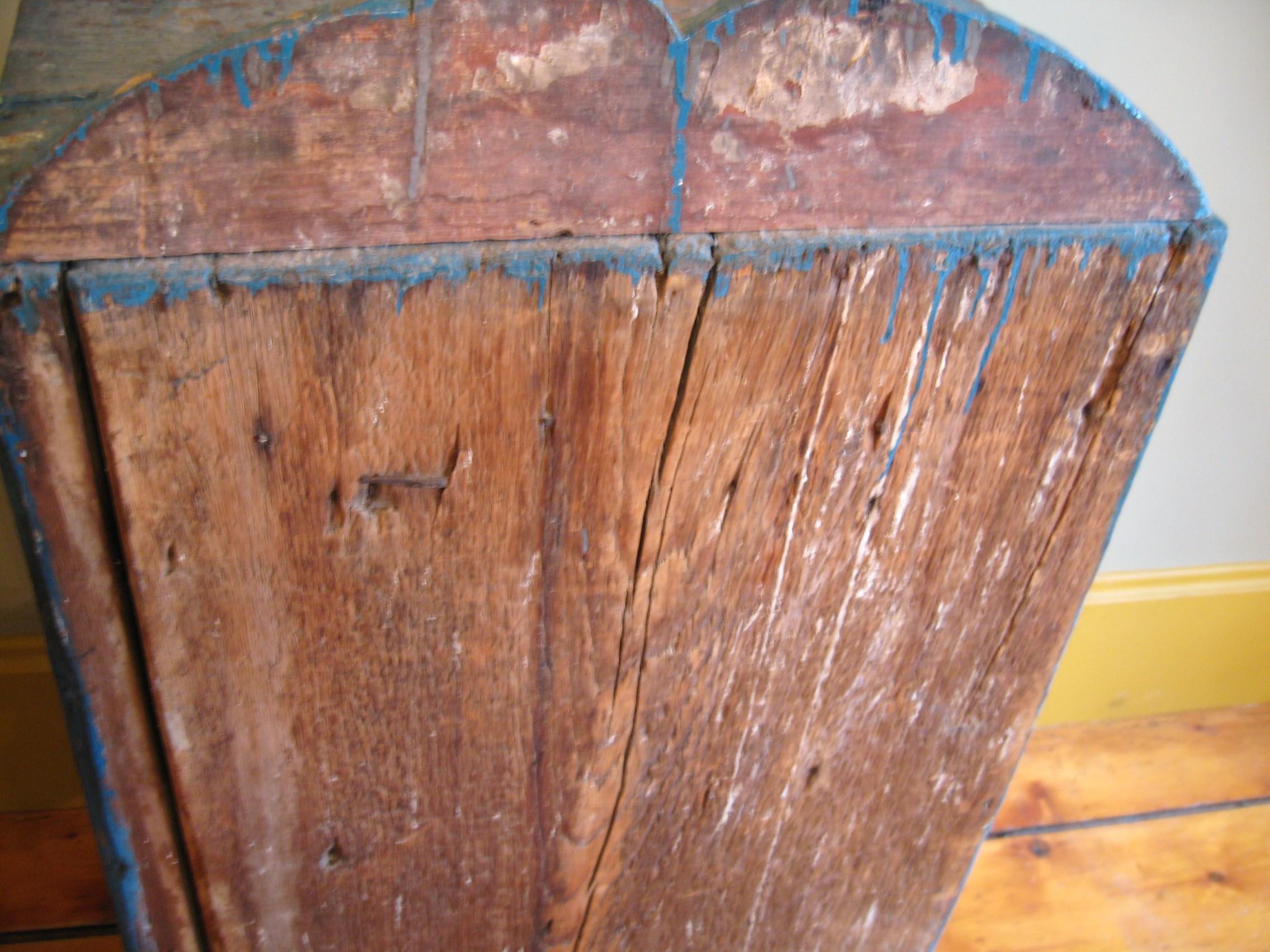 Primitive Blue 1 Door Cupboard Rustic Farm House Pine Cabinet For Sale 2