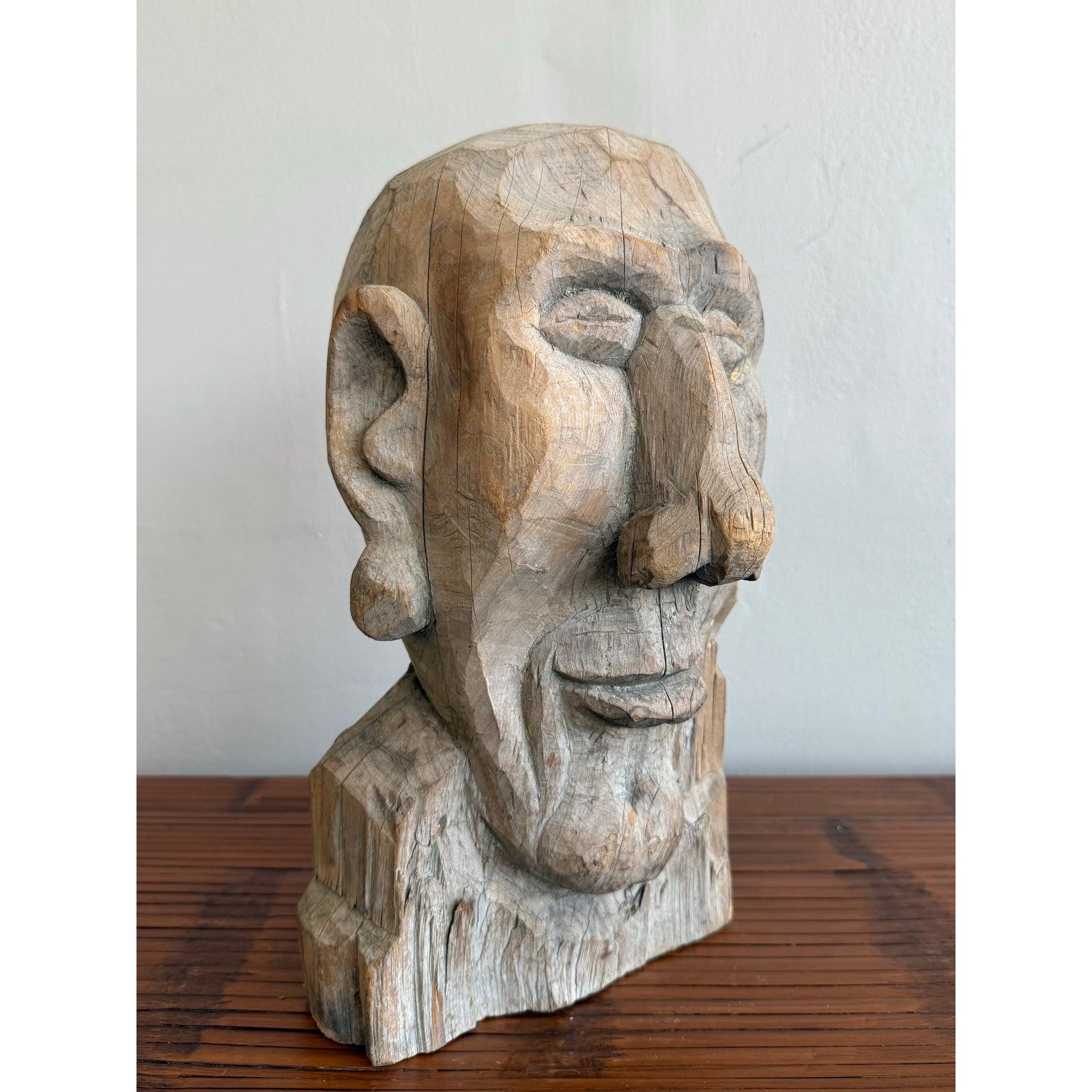 Busto Primitivo Boho de Madera Tallado a Mano en Bueno estado para la venta en West Palm Beach, FL