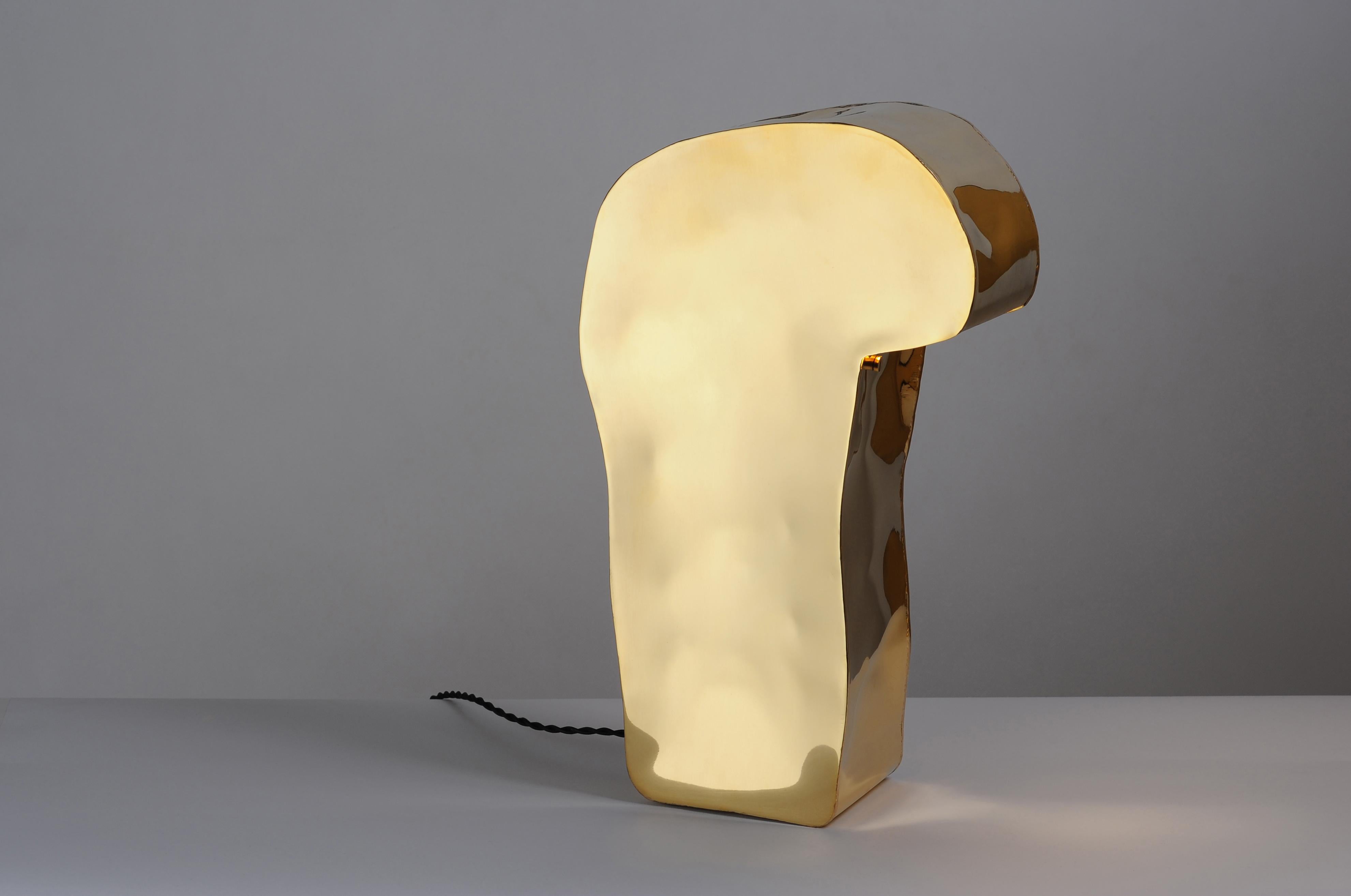 Primitive Brass Table Lamp, Signed by Lukasz Friedrich 3