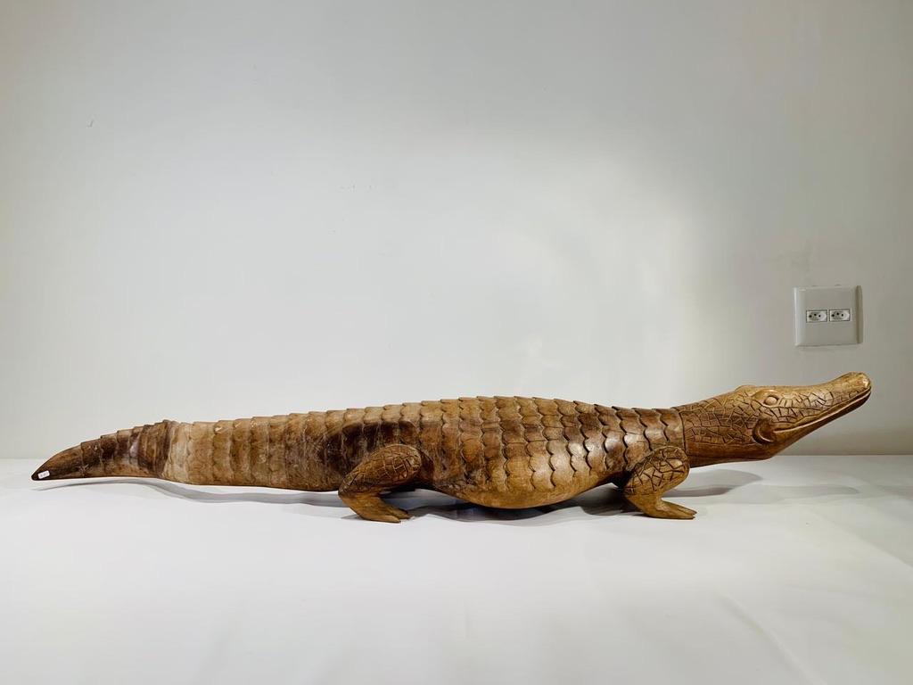 International Style Primitive brazilian noble wood circa 1970 big alligator 