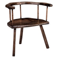 Primitive British Stick Chair Hand-Carved in Elm and Ash