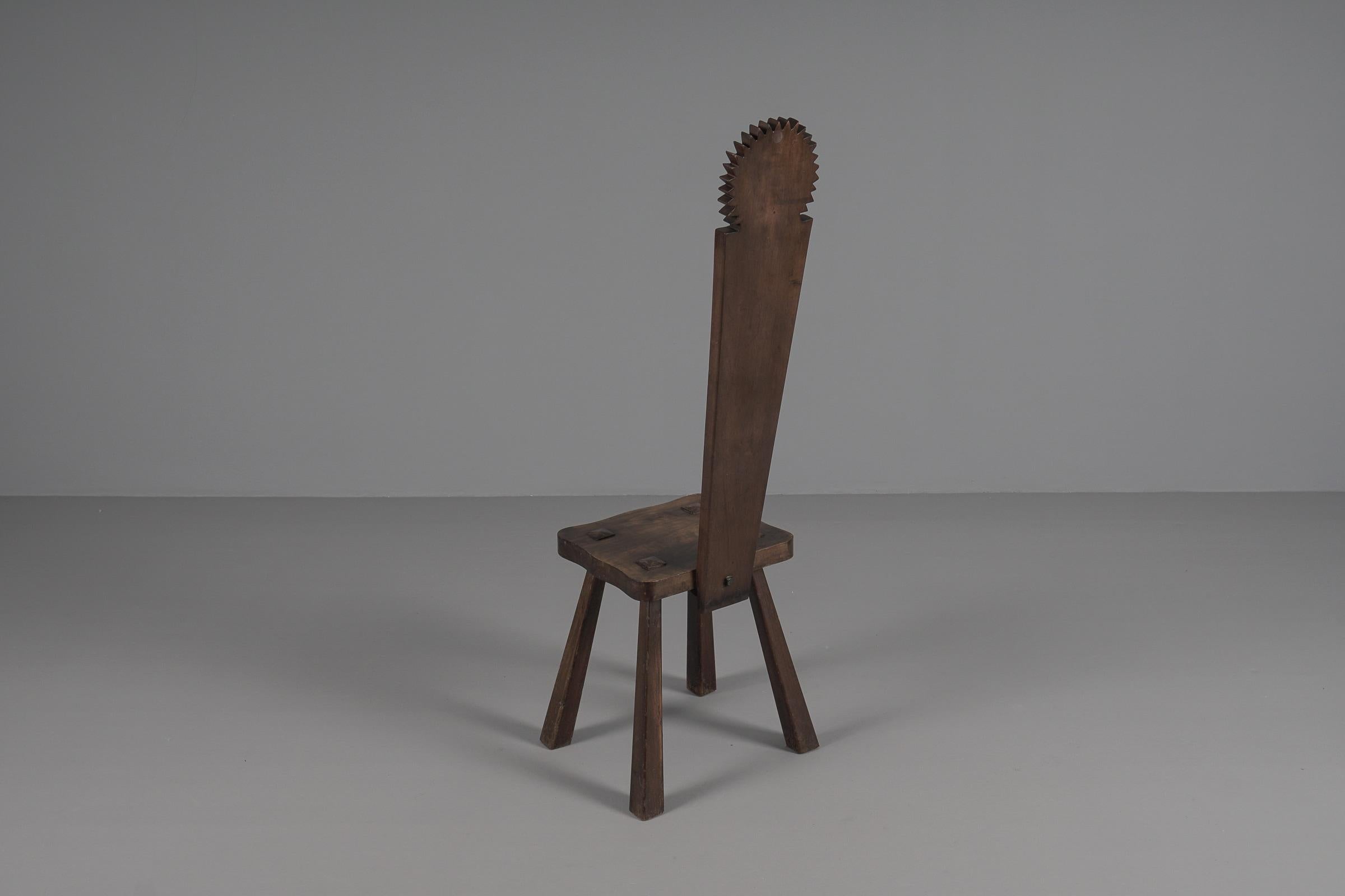 Primitive Brutalist Modern Sun Sculptured Chair, 1950s, France In Good Condition In Nürnberg, Bayern