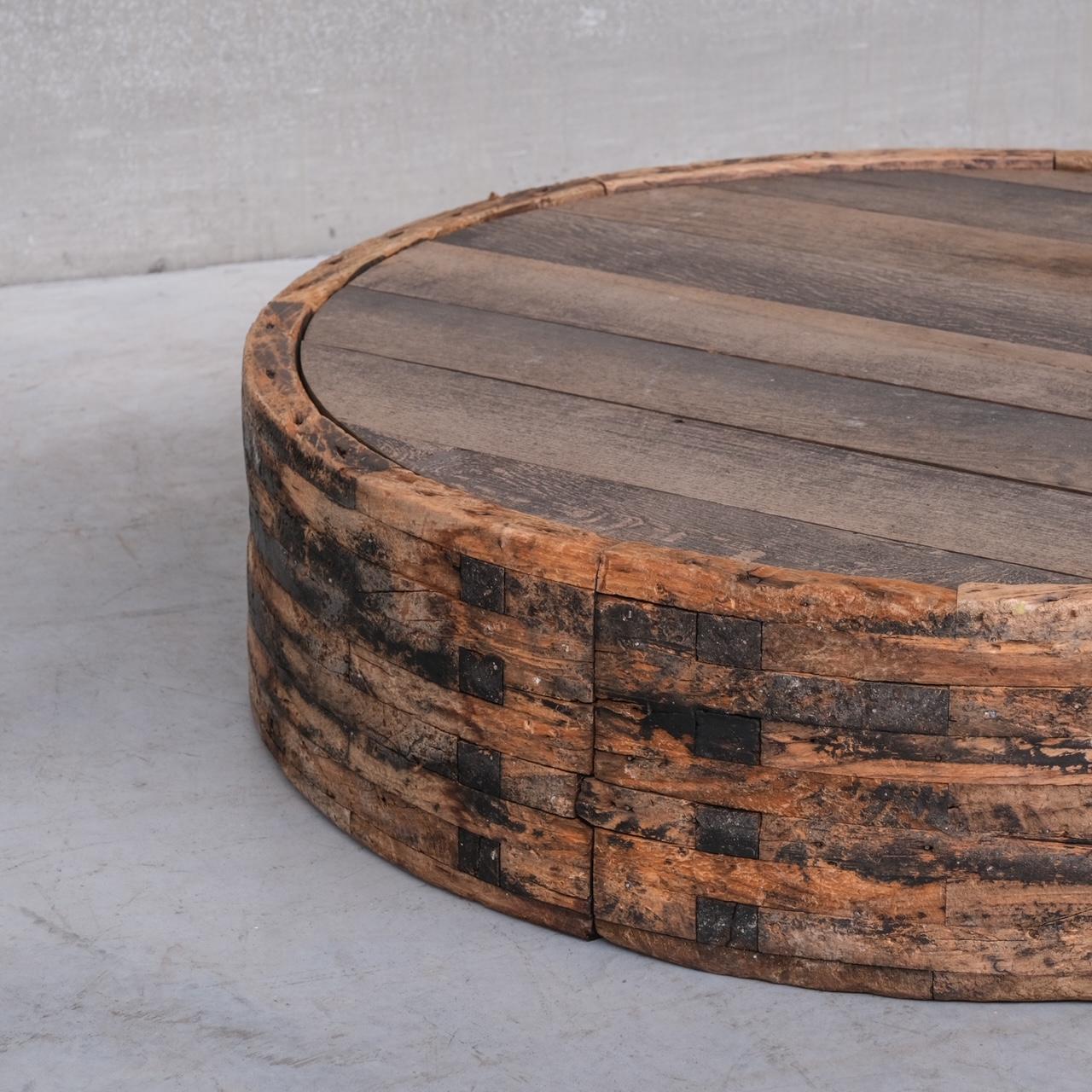 20th Century Primitive Brutalist Wooden French Mid-Century Coffee Table For Sale