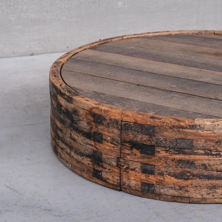 20th Century Primitive Brutalist Wooden French Mid-Century Coffee Table For Sale
