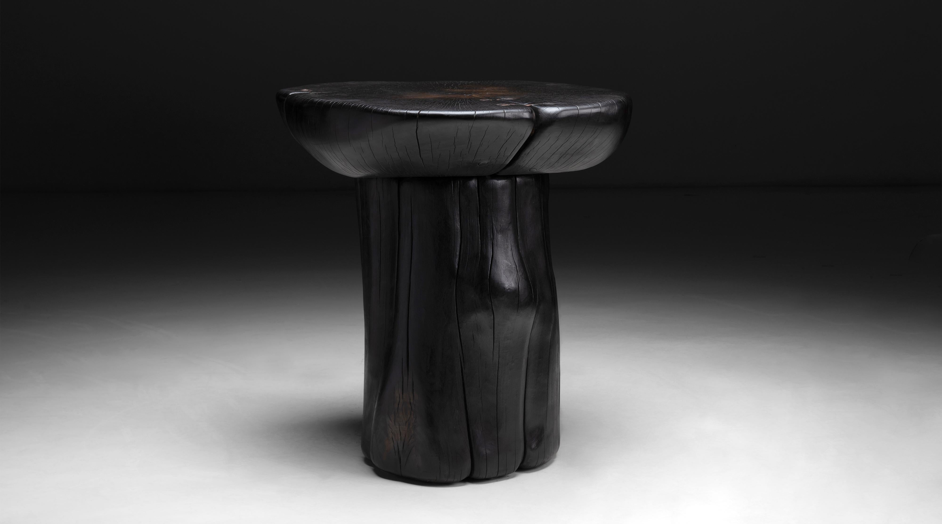 *Please note the price is per unit, and the tables are sold individually*

Primitive Burnt wood side tables, Made in Wales

Cut and shaped from a mature ash tree, finished using Sugi Ban burning technique and wax.

Measures: 30.75” diameter x