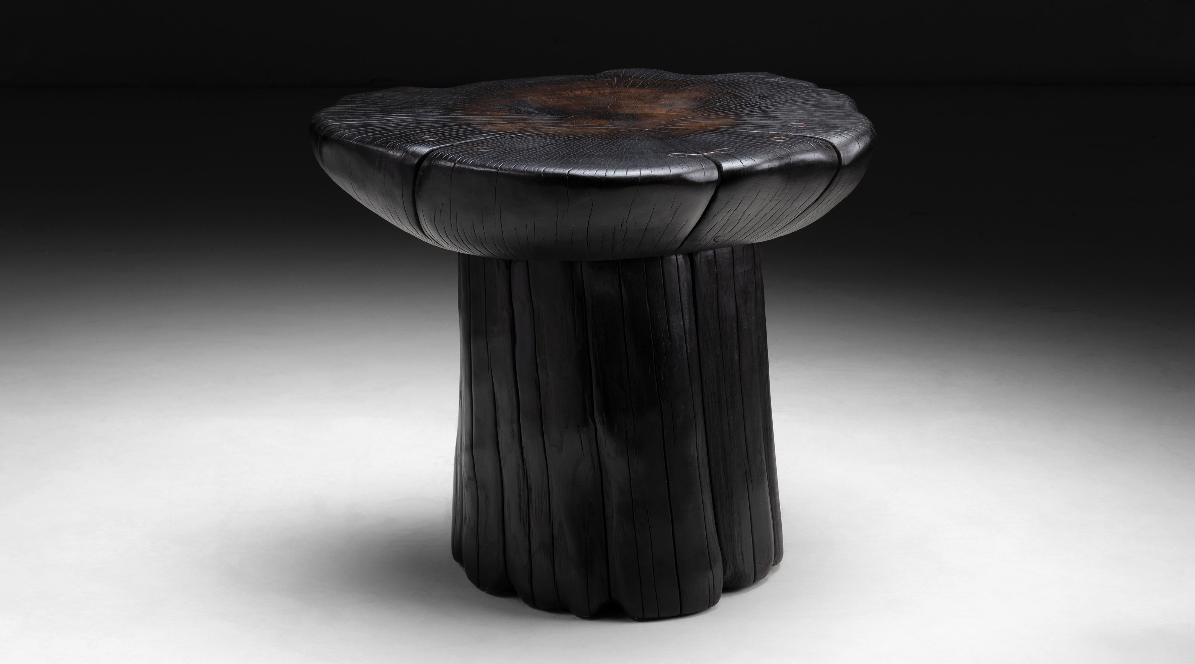 Primitive Burnt Wood Side Tables, Made in Wales In Good Condition In Culver City, CA