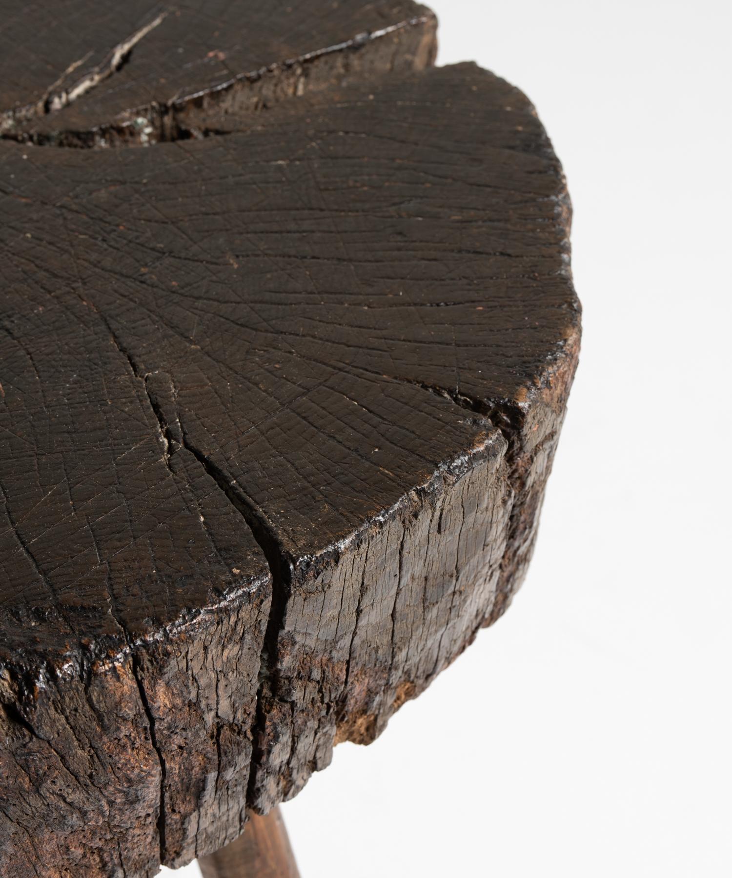 20th Century Primitive Butcher Block Table, England, circa 1900