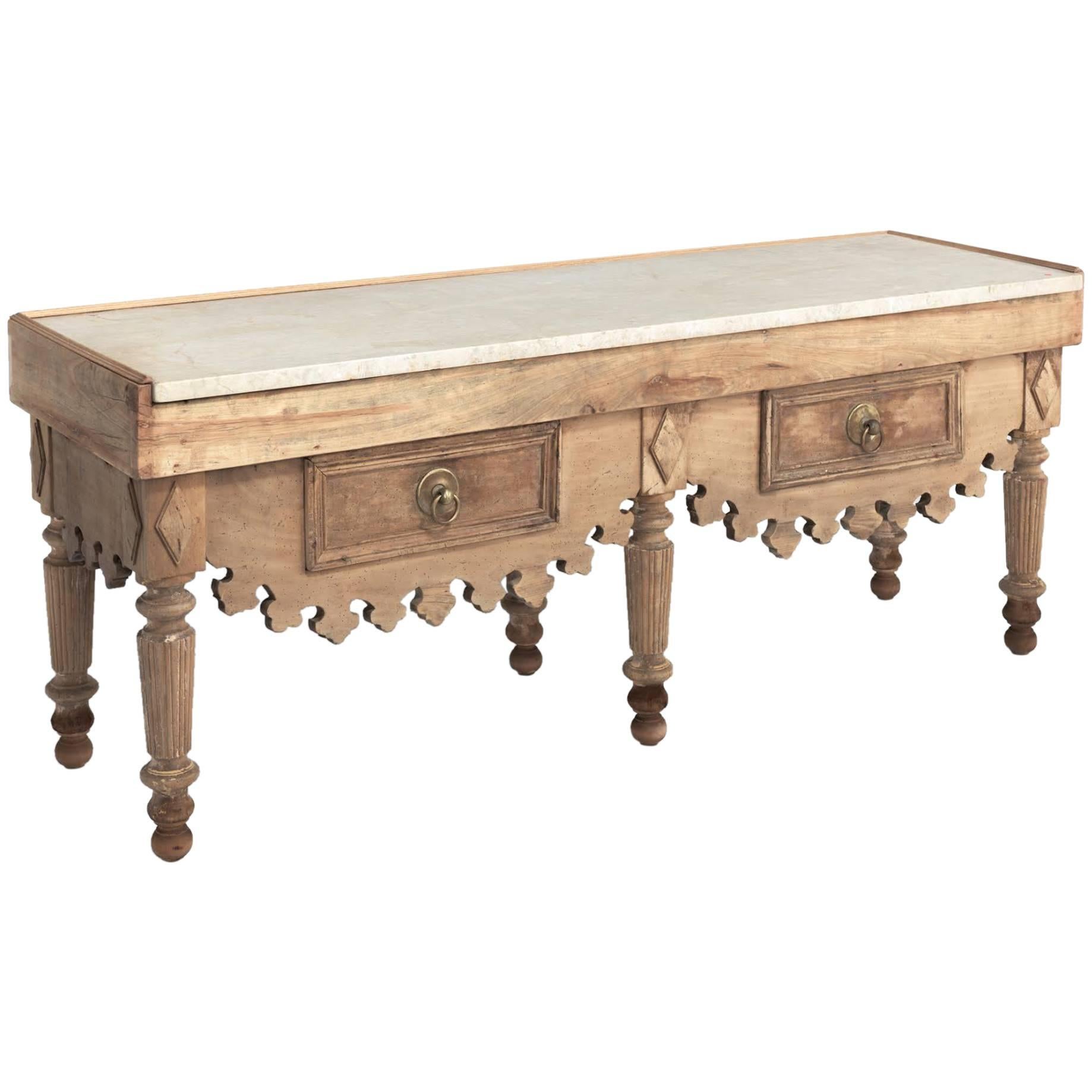 Primitive Butcher Block Table, Spain, circa 1890