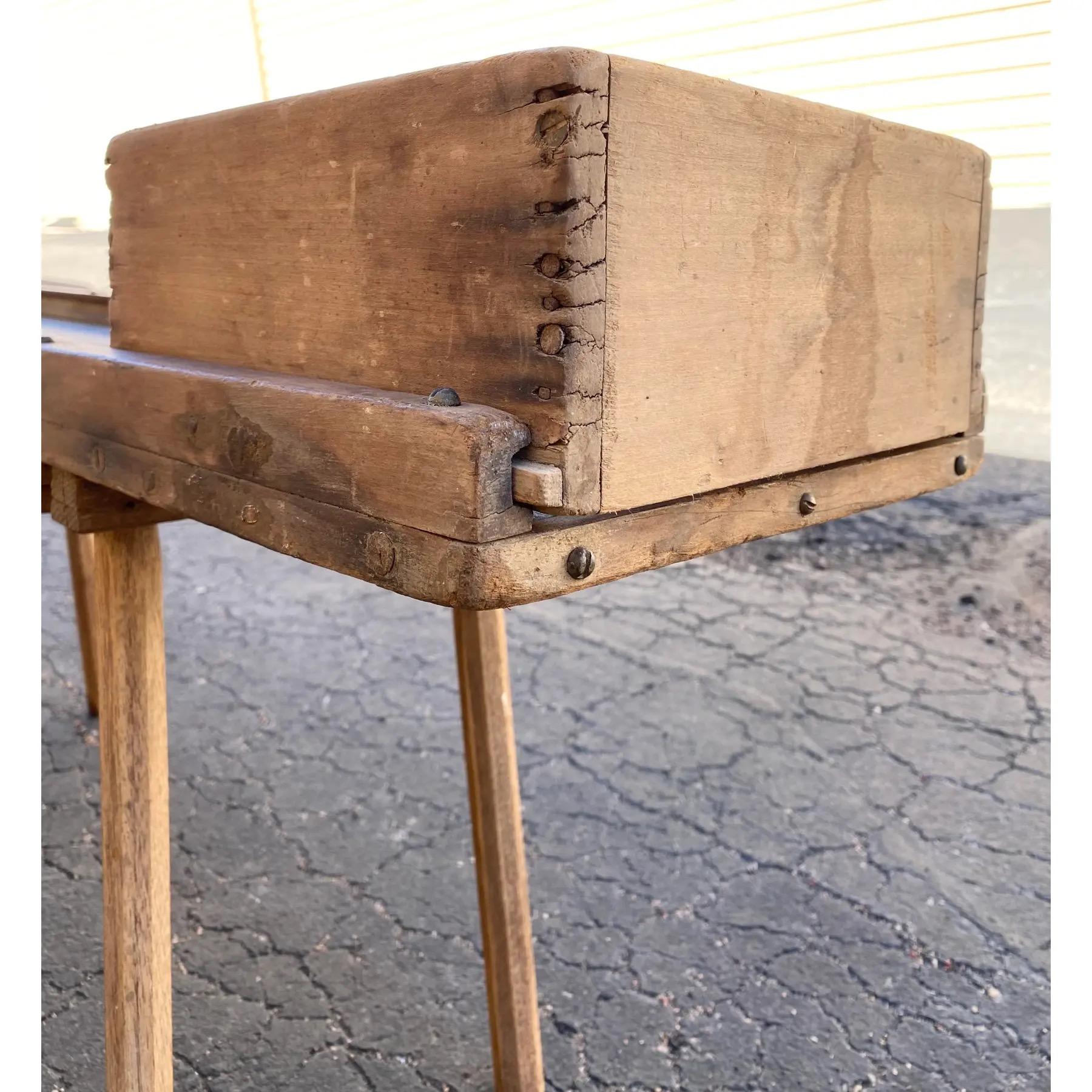 Hand-Carved Primitive Cabage Cutter Coffee Table For Sale