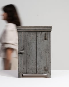 Antique Primitive Cabinet, Rustic Aged Wood, Early 20th Century France