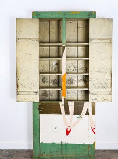 Vermont Primitive Cupboard, Pine with Découpage, Late 19th Century