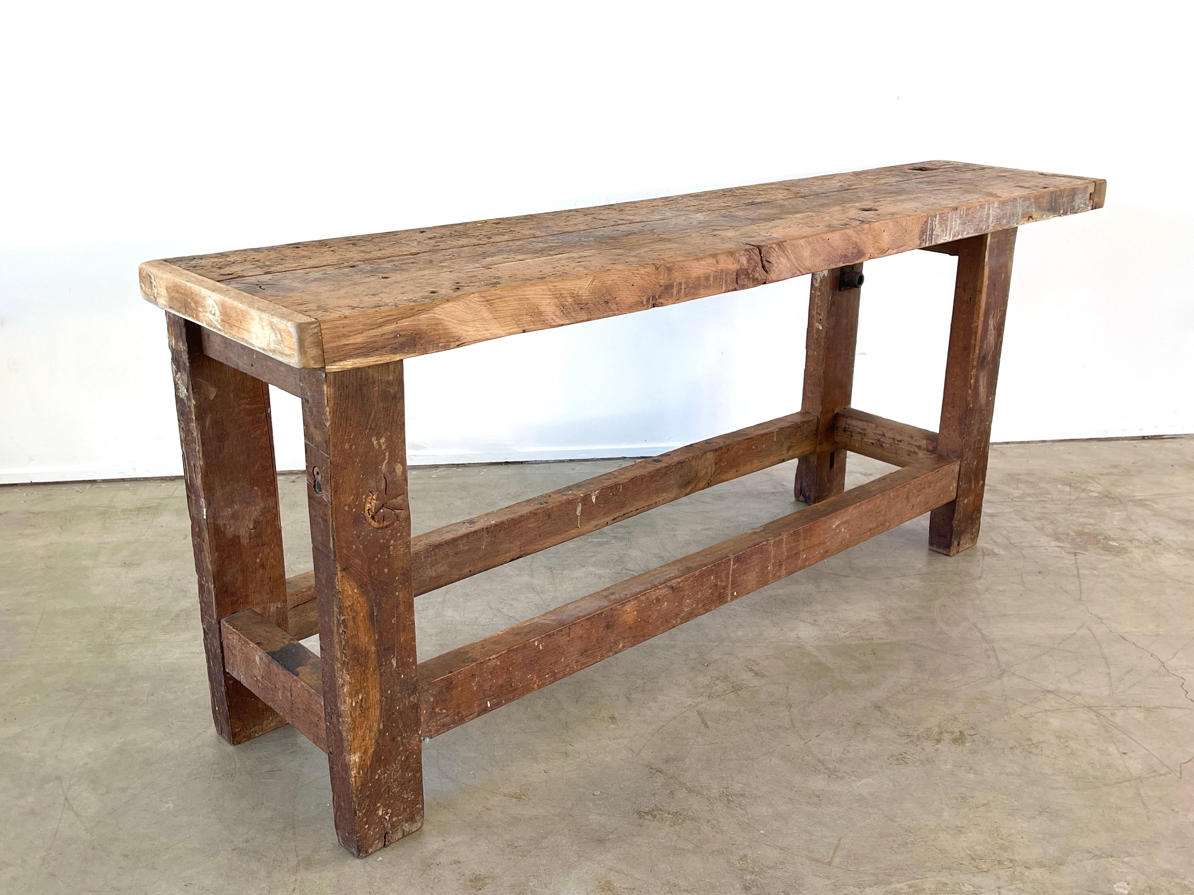 Rustic Carpenter Console In Good Condition In Beverly Hills, CA