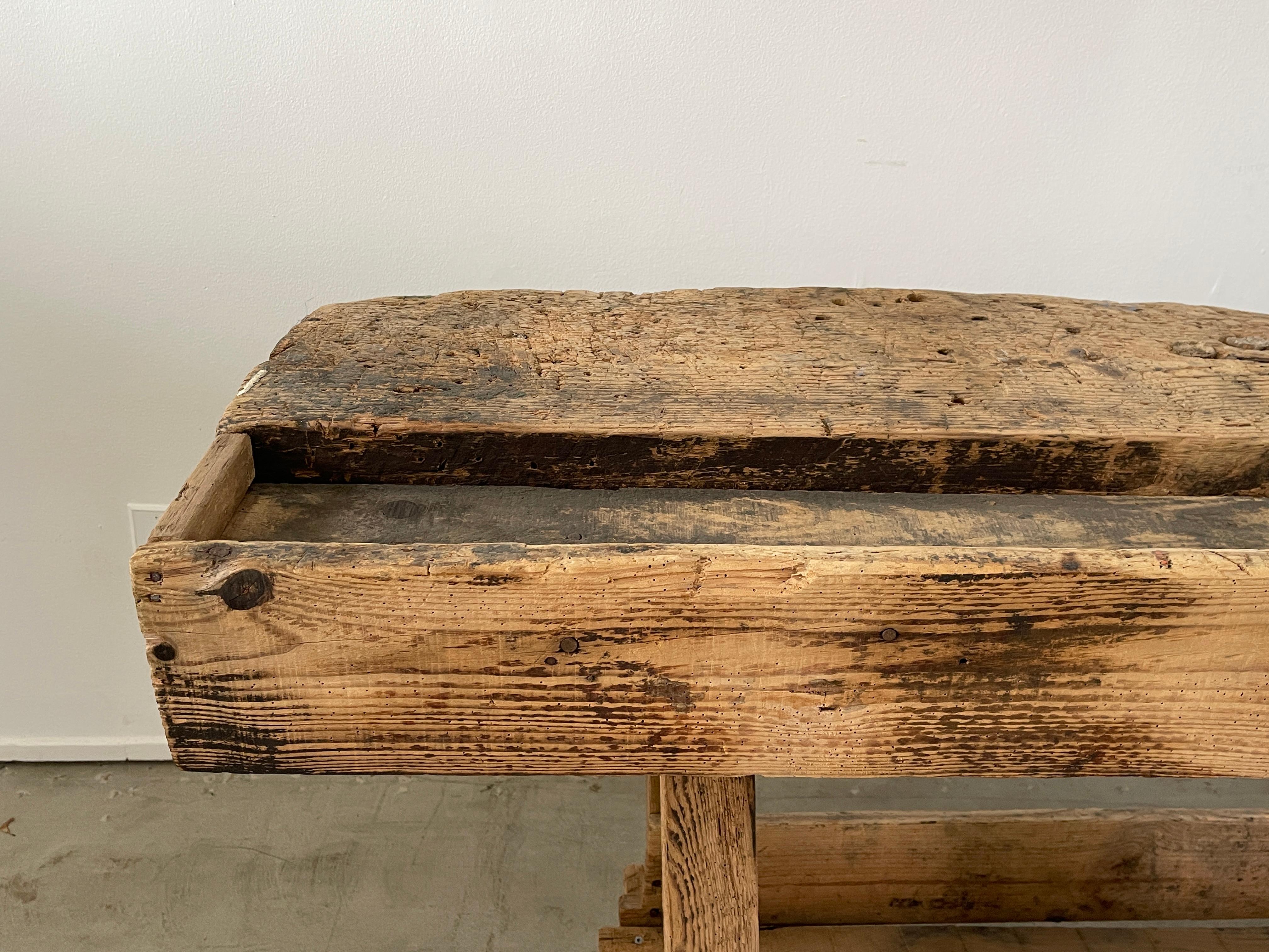 Wood Primitive Carpenter Console For Sale