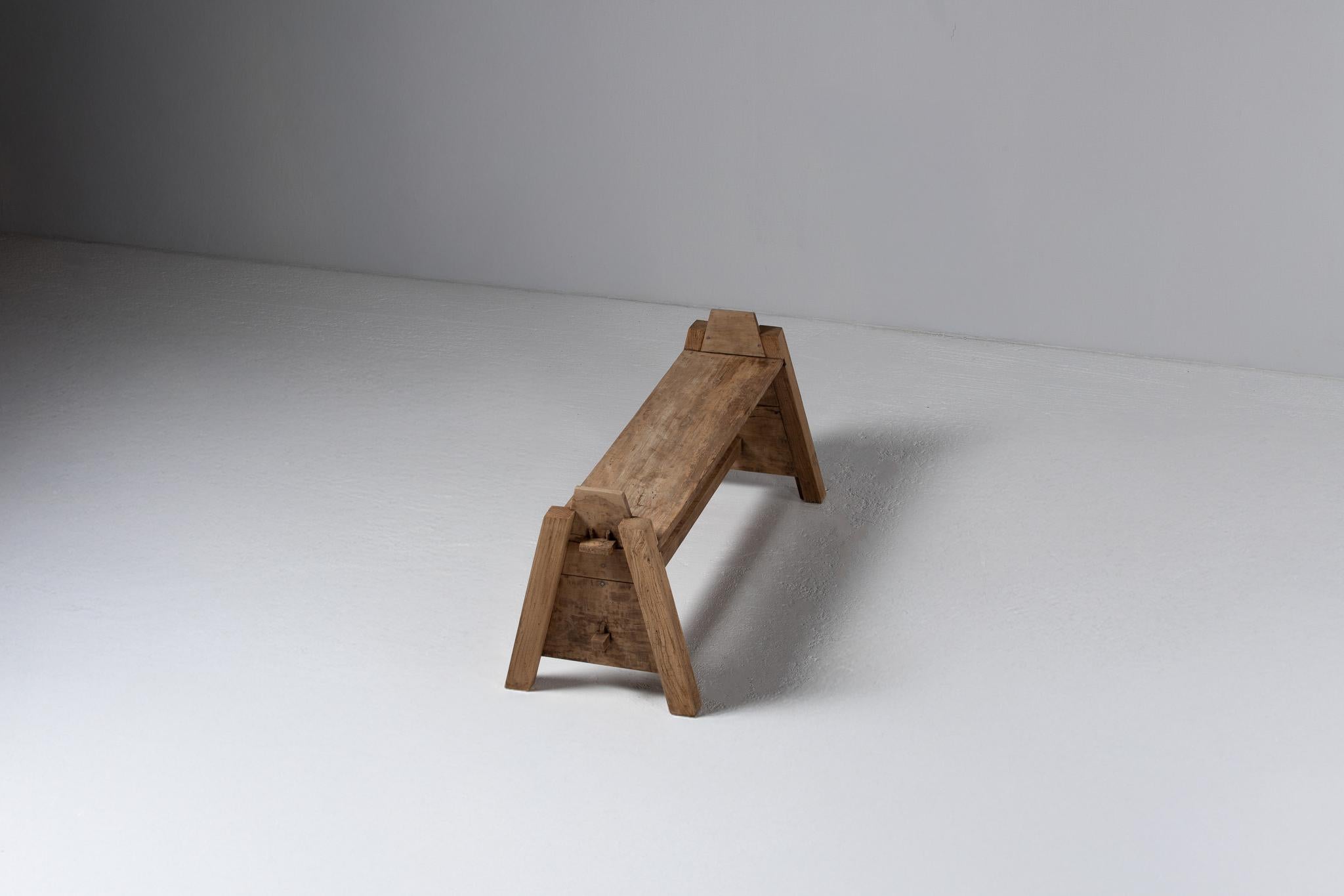 French Primitive Carpenter’s Bench in Oak, France, Early 20th Century For Sale